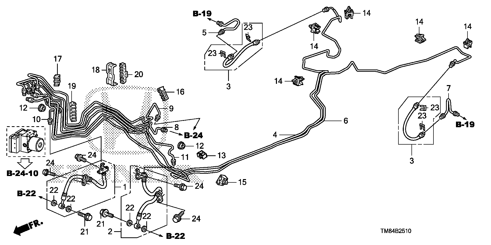 Diagram BRAKE LINES (ABS) for your 1993 Honda Civic Hatchback   