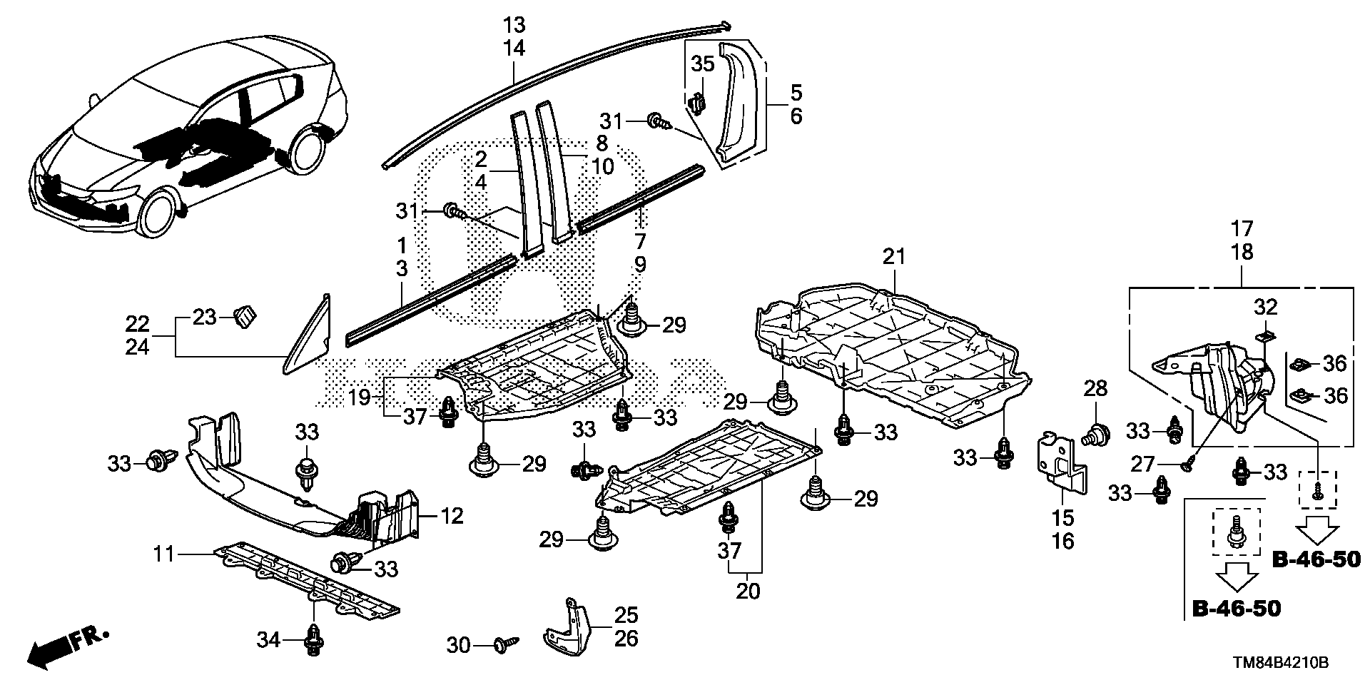 Diagram MOLDING@UNDER COVER for your 2015 Honda Fit   