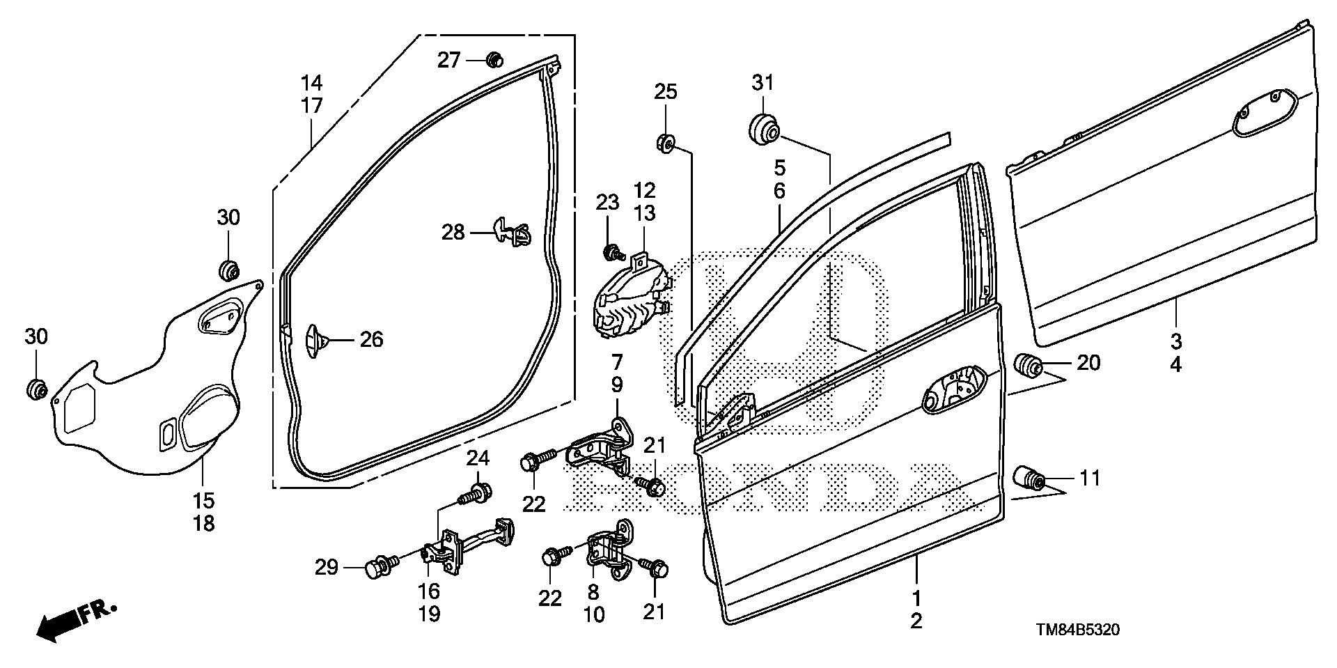 Diagram FRONT DOOR PANELS for your 2006 Honda Civic   