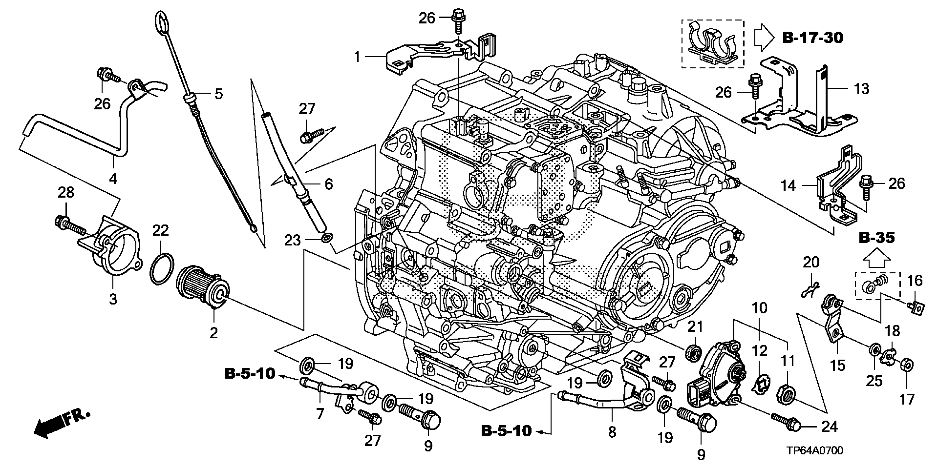 Diagram OIL LEVEL GAUGE@ATF PIPE (V6) (1) for your Honda