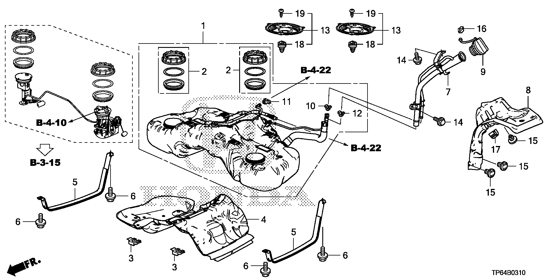 Diagram FUEL TANK (4WD) (KA/KC) for your 1994 Honda Accord Coupe 2.2L MT LX 