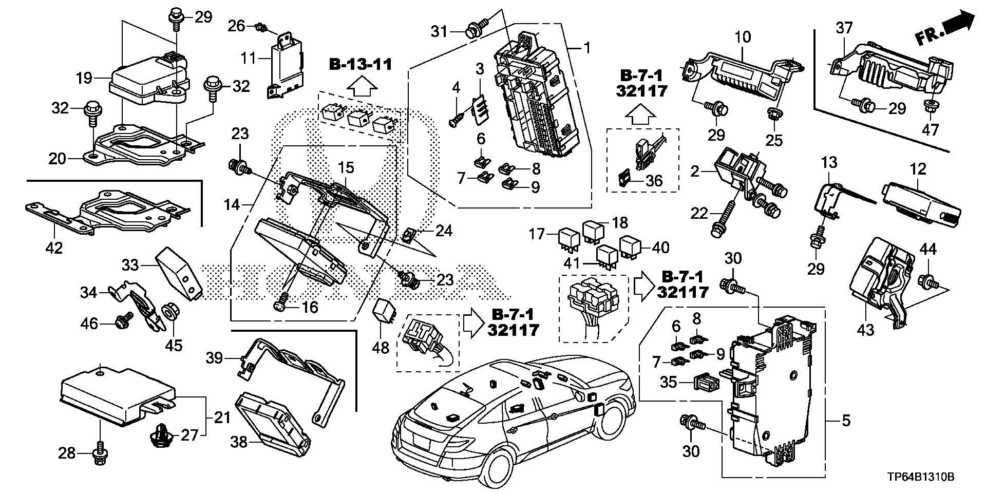 Diagram CONTROL UNIT (CABIN) (1) for your 2003 Honda Pilot   