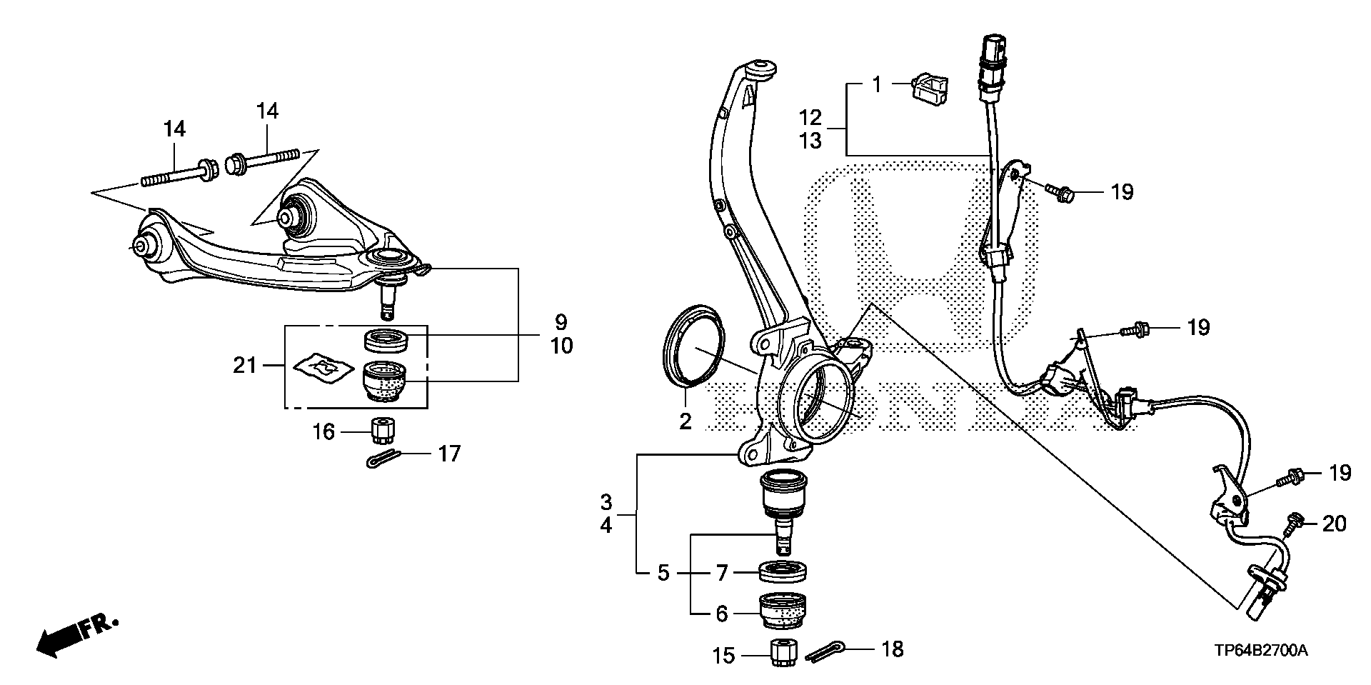 Diagram FRONT KNUCKLE for your Honda Crosstour  