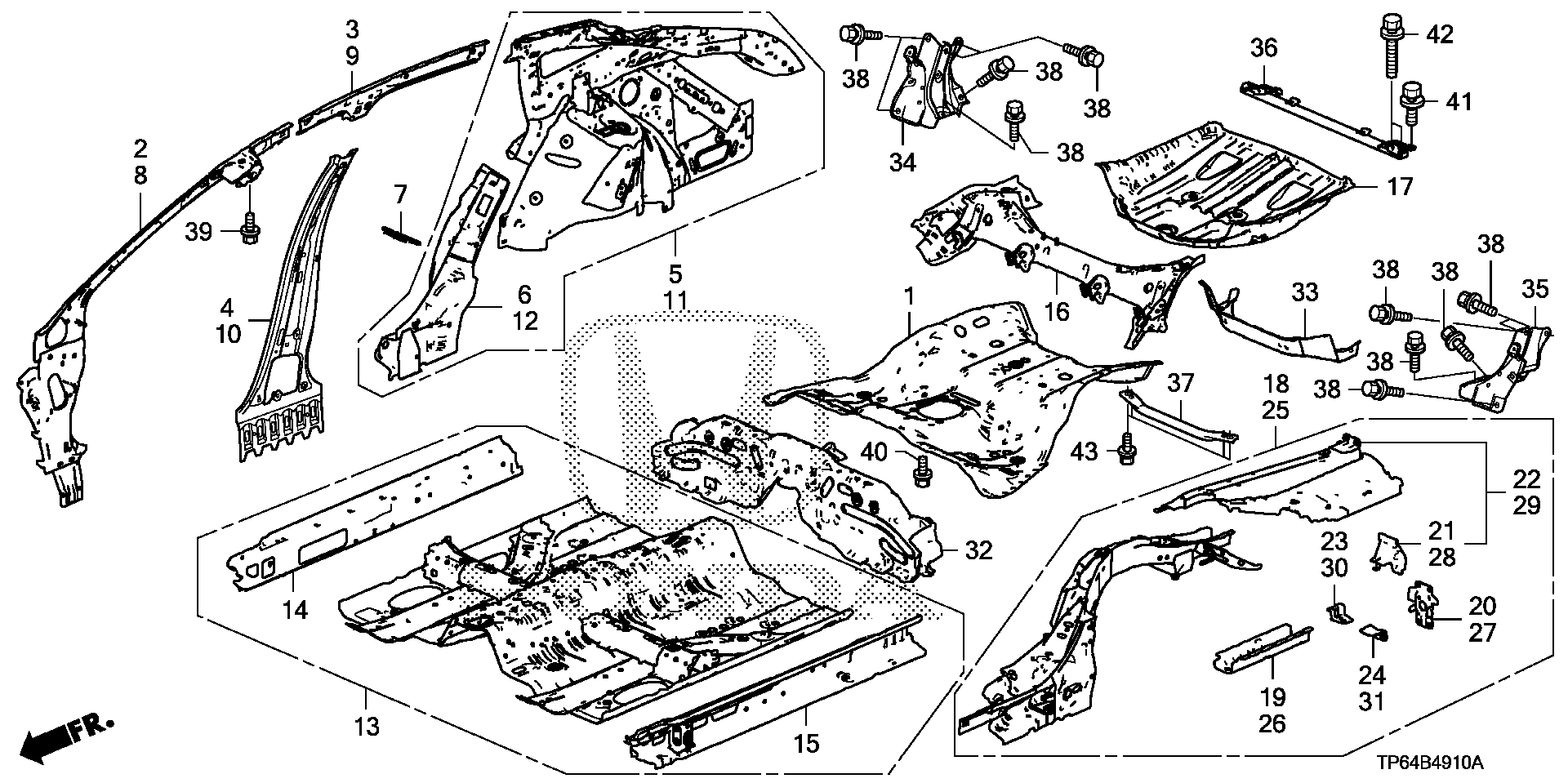 Diagram FLOOR@INNER PANEL for your 2013 Honda Pilot   