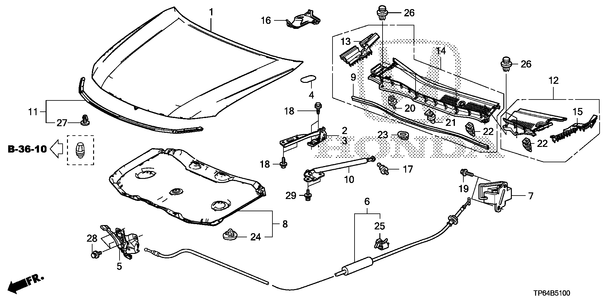 Diagram ENGINE HOOD for your 2012 Honda Accord Coupe   