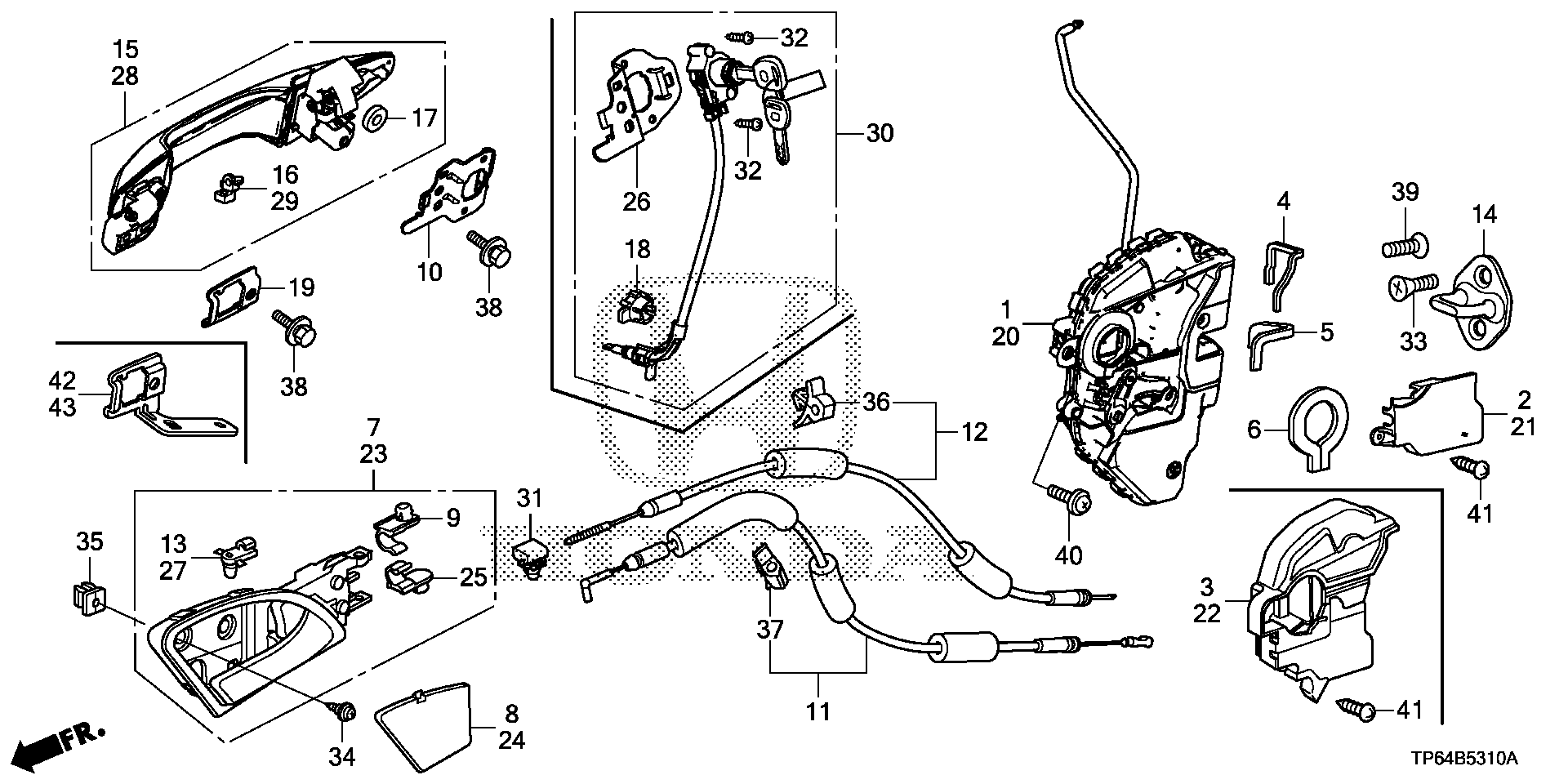 Diagram FRONT DOOR LOCKS@OUTER HANDLE for your 2015 Honda Pilot   