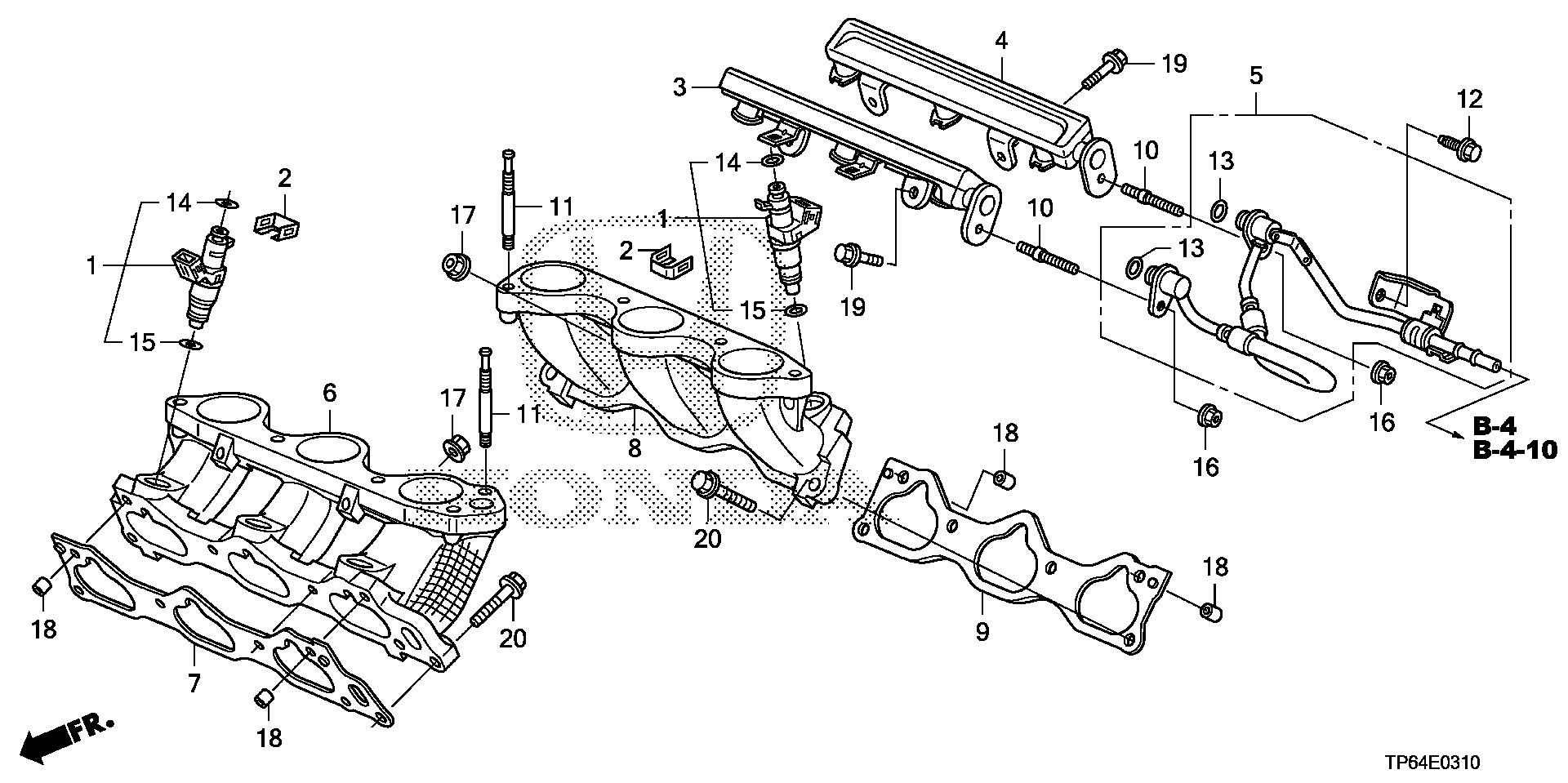 Diagram FUEL INJECTOR (V6) (1) for your 2022 Honda Passport  TSPORT 5D 