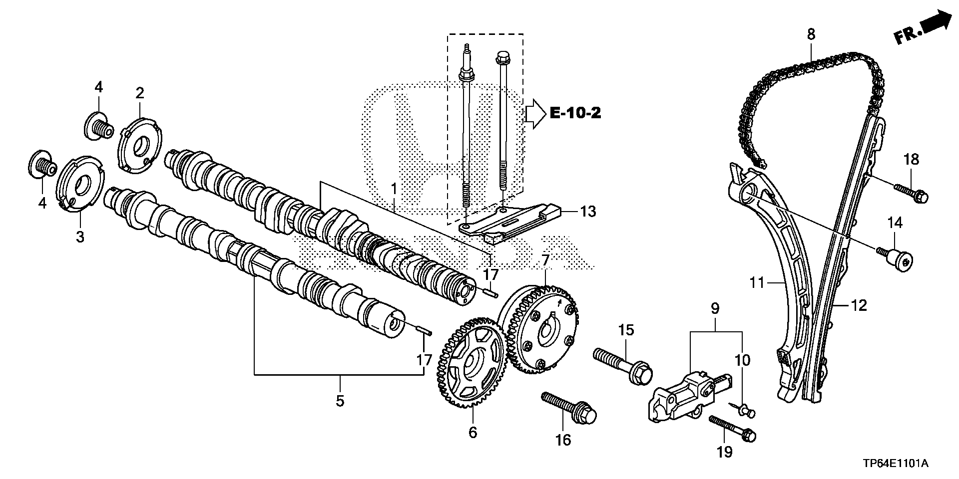 Diagram CAMSHAFT@TIMING BELT (L4) for your Honda Crosstour  