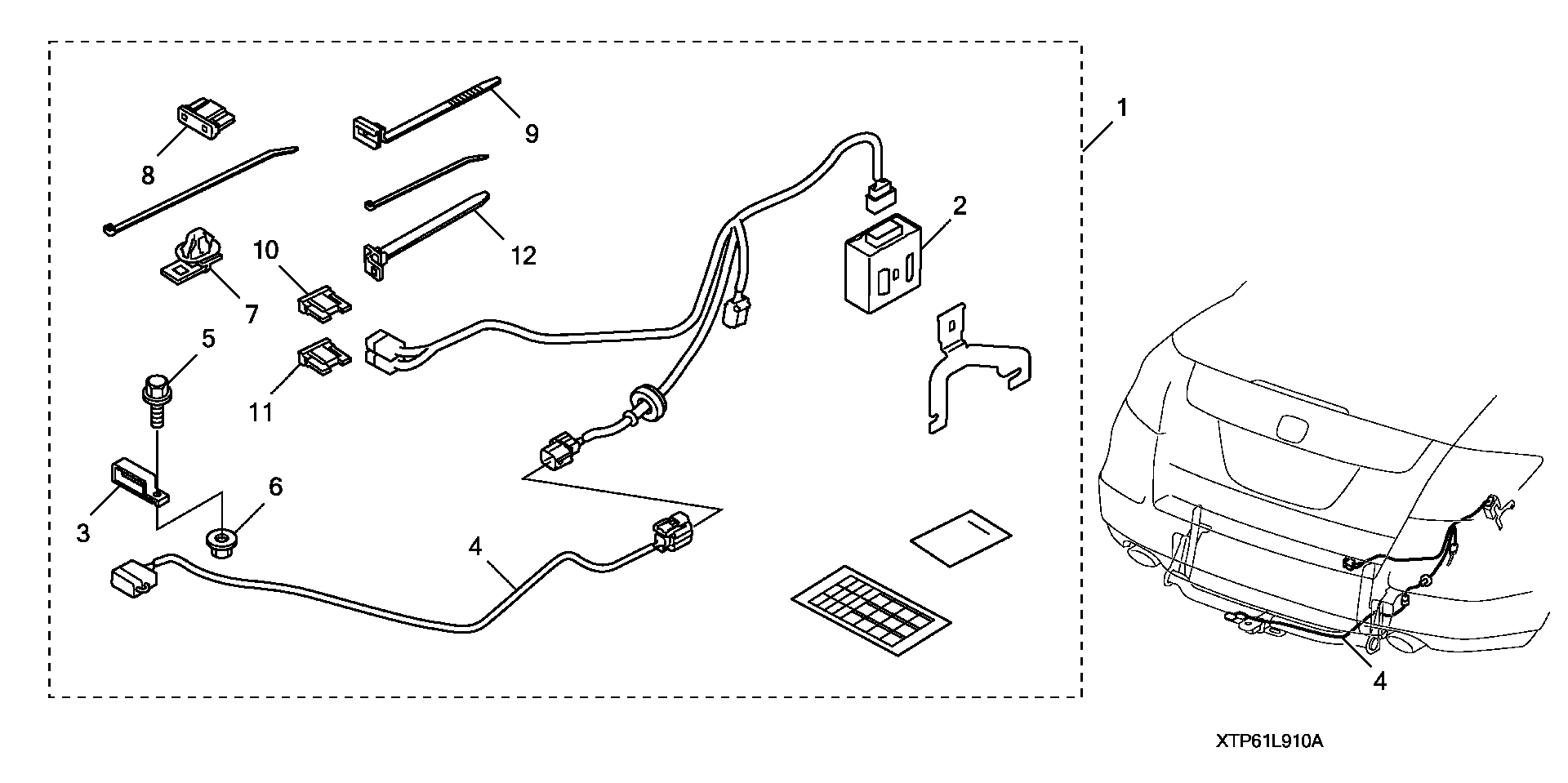 Diagram TRAILER HITCH HARNESS (2) for your 1990 Honda Accord Coupe 2.2L MT LX 