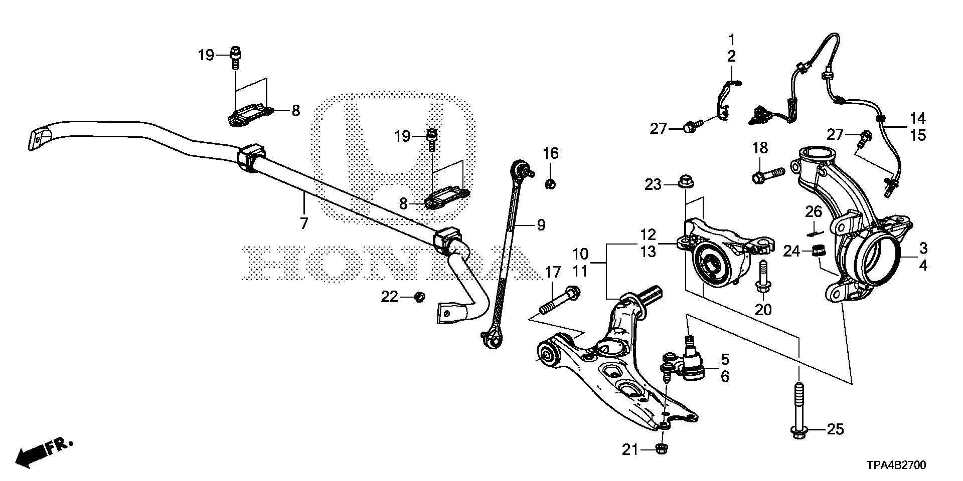 Diagram FRONT KNUCKLE@FRONT LOWER  ARM for your 1999 Honda CR-V   