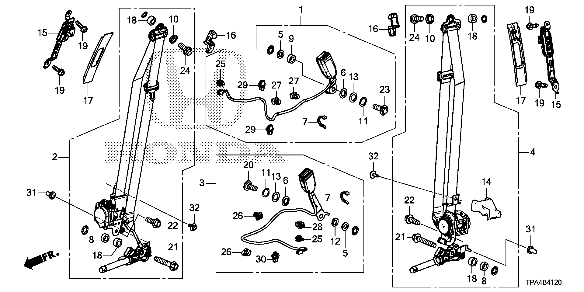 Diagram SEAT BELTS (FR.) for your 2011 Honda CR-V   