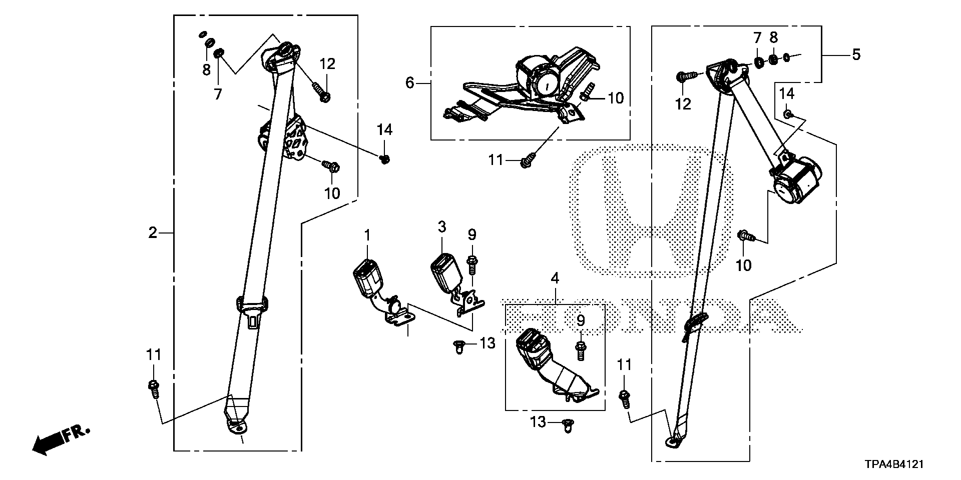 Diagram SEAT BELTS (RR.) for your Honda CR-V  