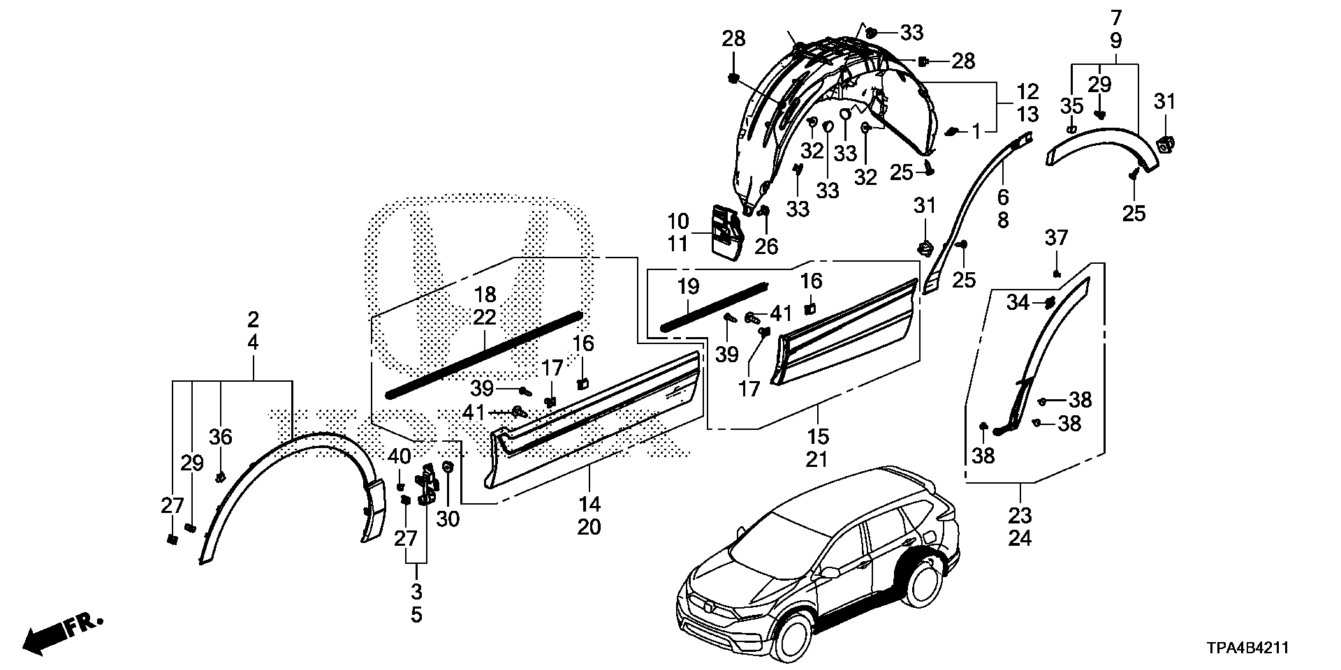 Diagram SIDE SILL GARNISH @PROTECTOR for your 2021 Honda Ridgeline   