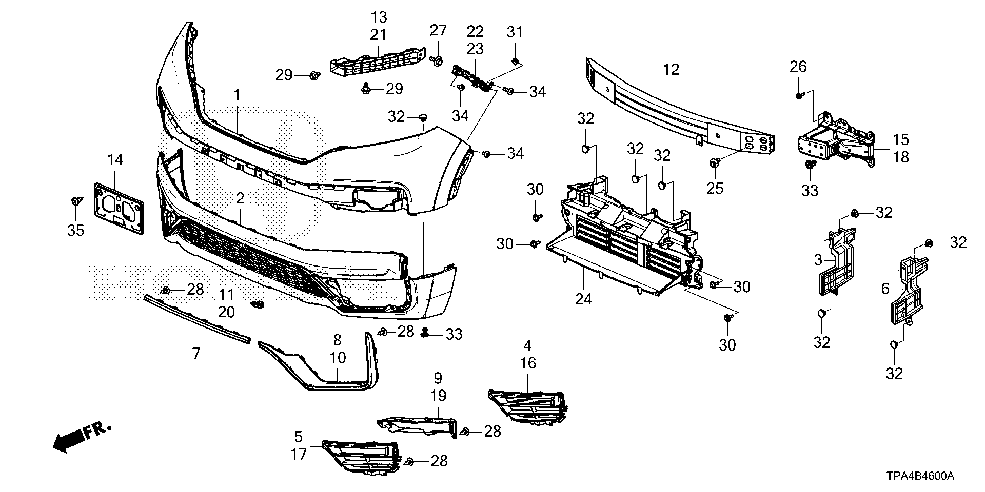 Diagram FRONT BUMPER for your Honda CR-V  