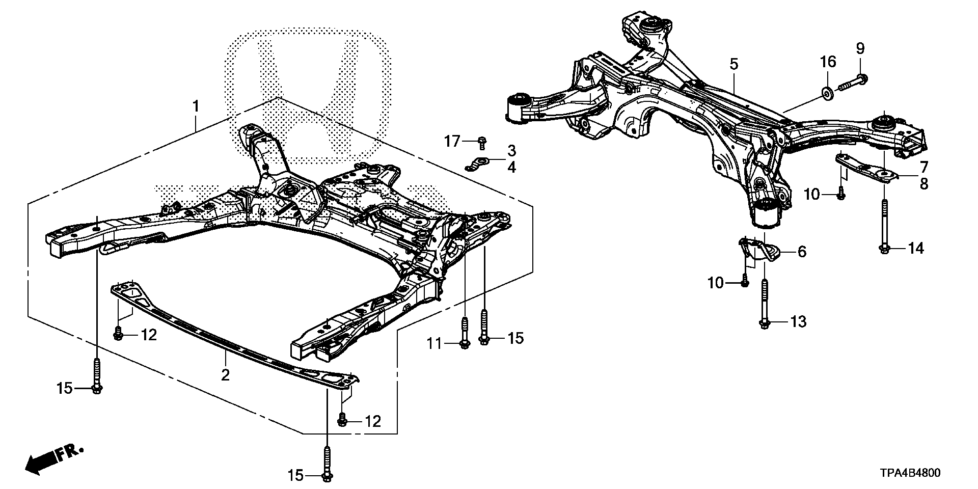 Diagram FRONT SUB FRAME@REAR BEAM for your Honda CR-V  