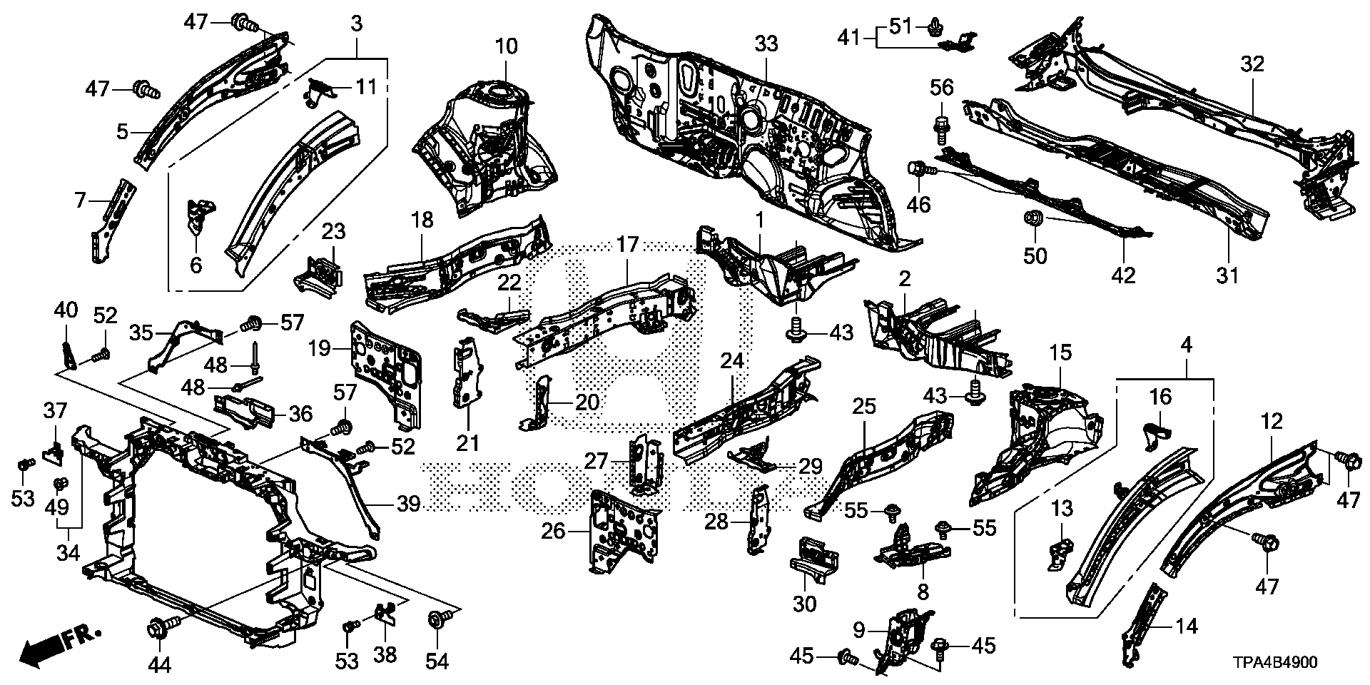 Diagram FRONT BULKHEAD@DASHBOARD for your 1997 Honda Accord Coupe 2.2L AT LX 