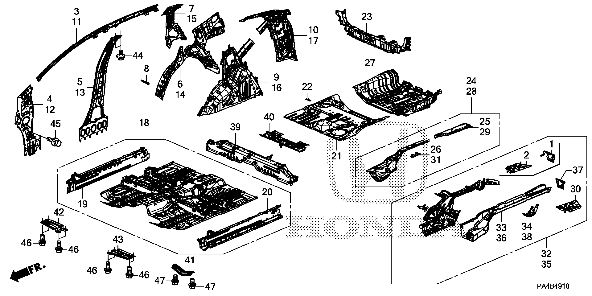 Diagram FLOOR@INNER PANEL for your Honda CR-V  