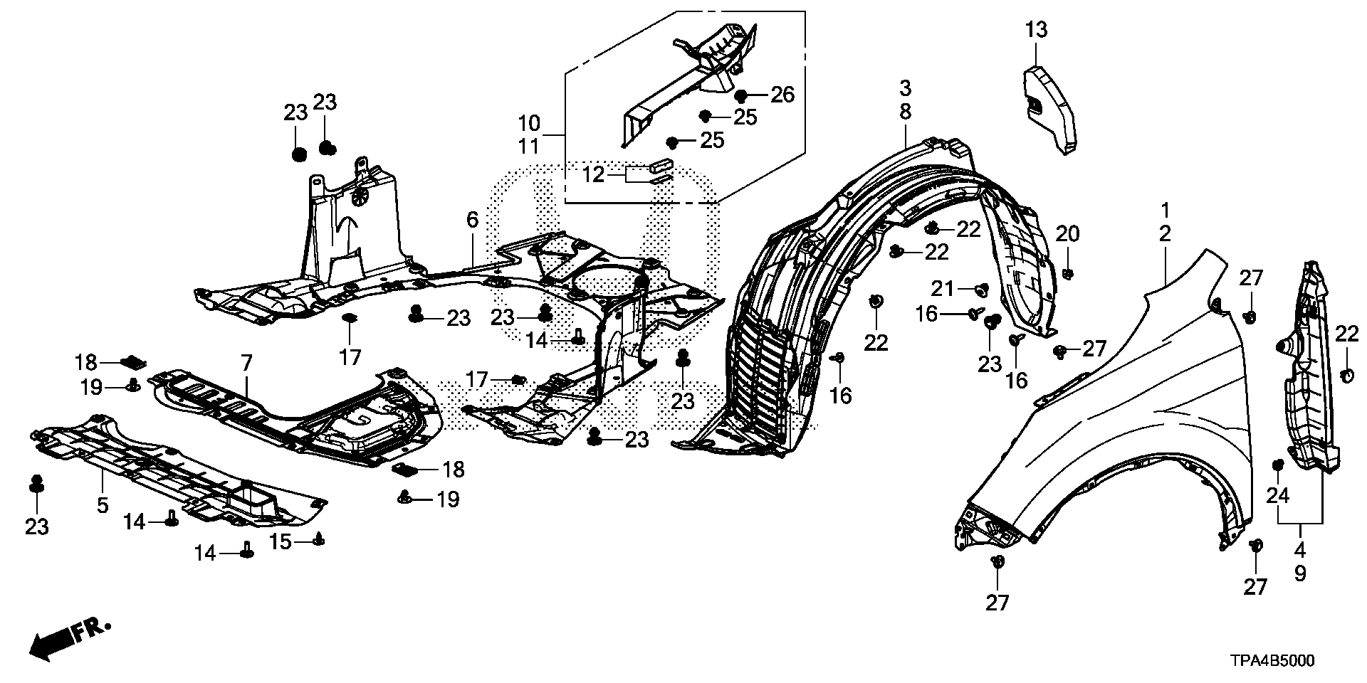 2021 Honda CRV Lid, fr. Engine cover (lower). Body, fenders 74113