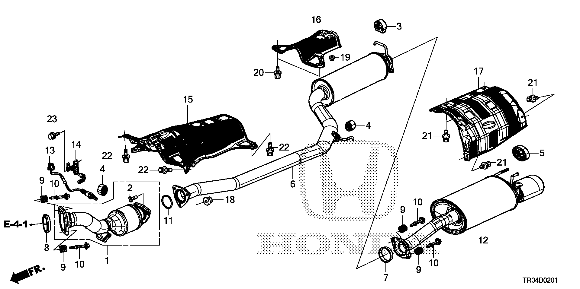 Diagram EXHAUST PIPE@MUFFLER (2.4L) for your 2024 Honda Passport  BLACK EDITION/ 5D 