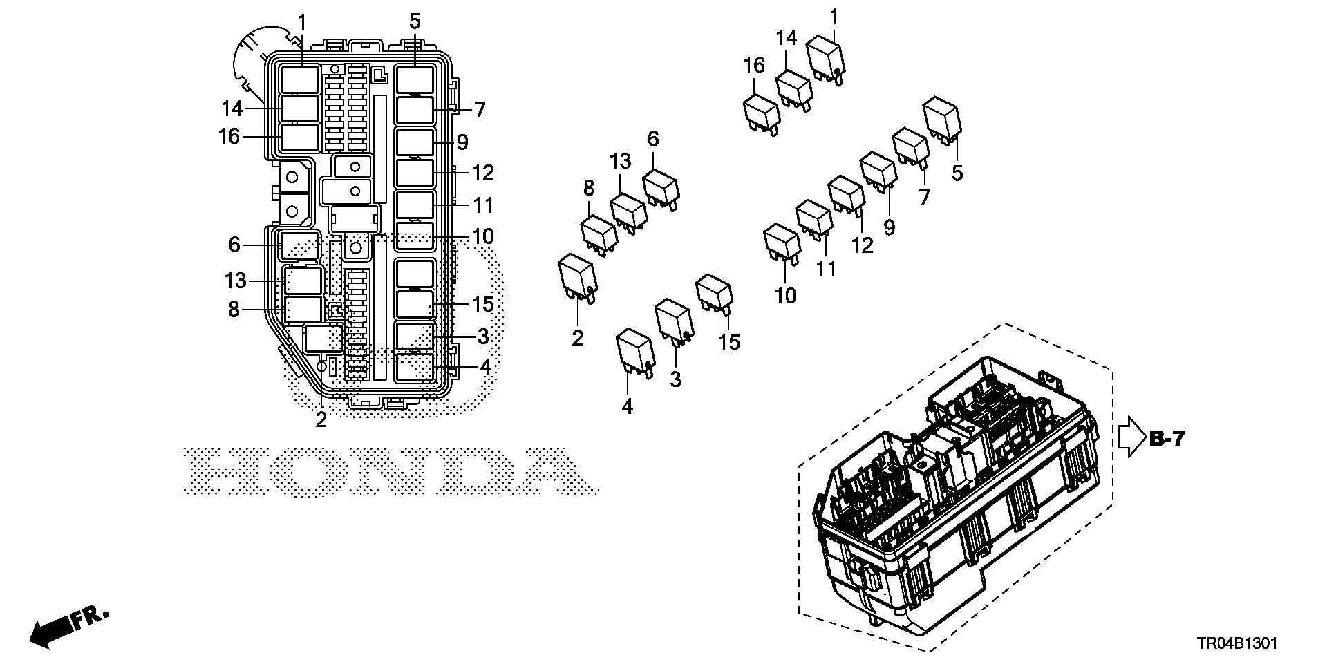 Diagram CONTROL UNIT (ENGINE ROOM) (2) for your Honda