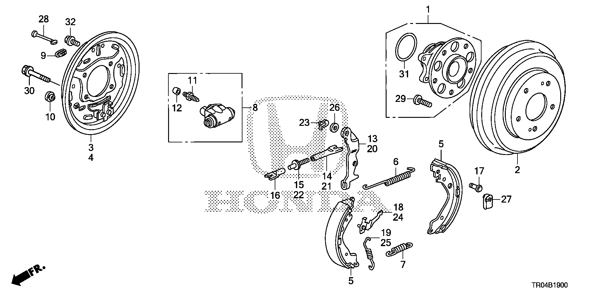 Diagram REAR BRAKE (DRUM) for your 2016 Honda Civic Coupe   