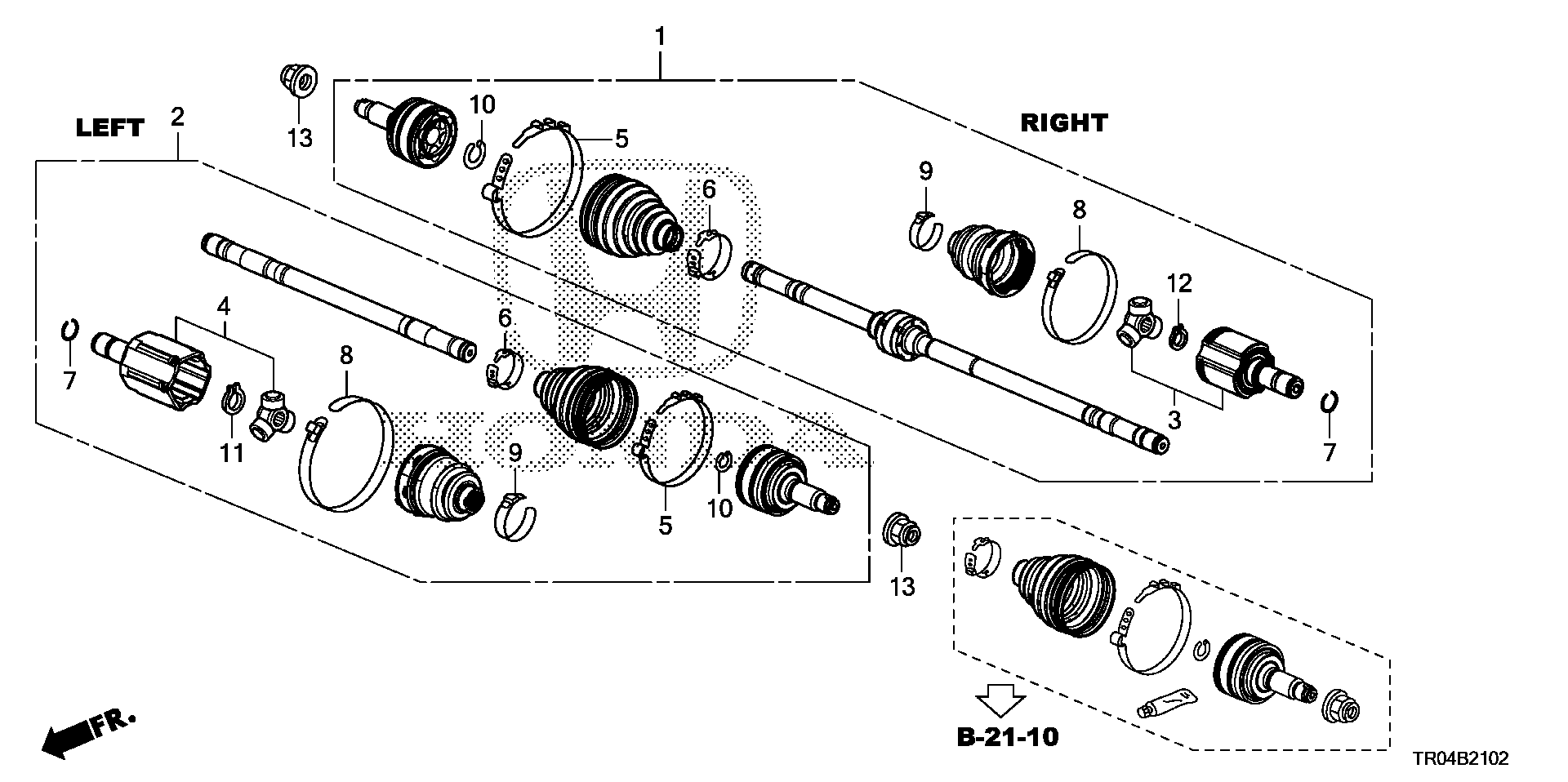 Diagram DRIVESHAFT (AT) (1) for your 2012 Honda Pilot   