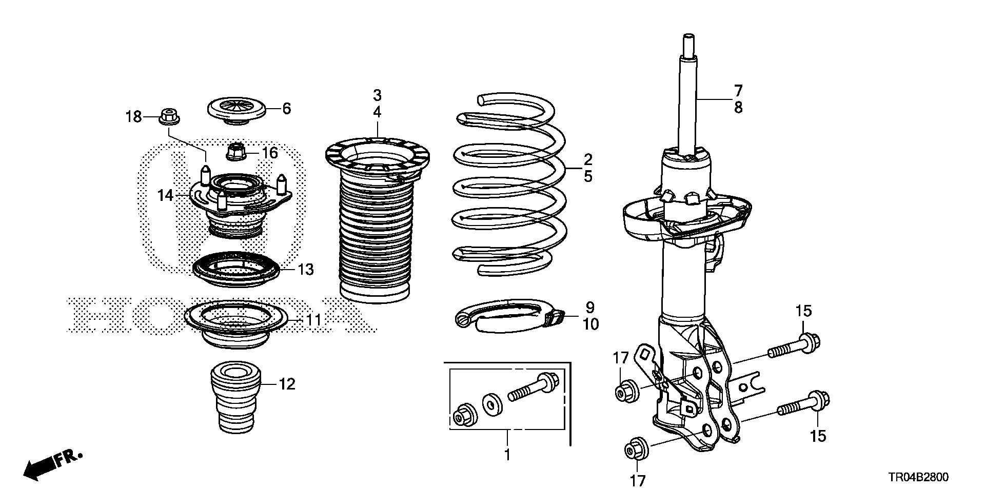 Diagram FRONT SHOCK ABSORBER (1.8L) for your 2025 Honda Accord   