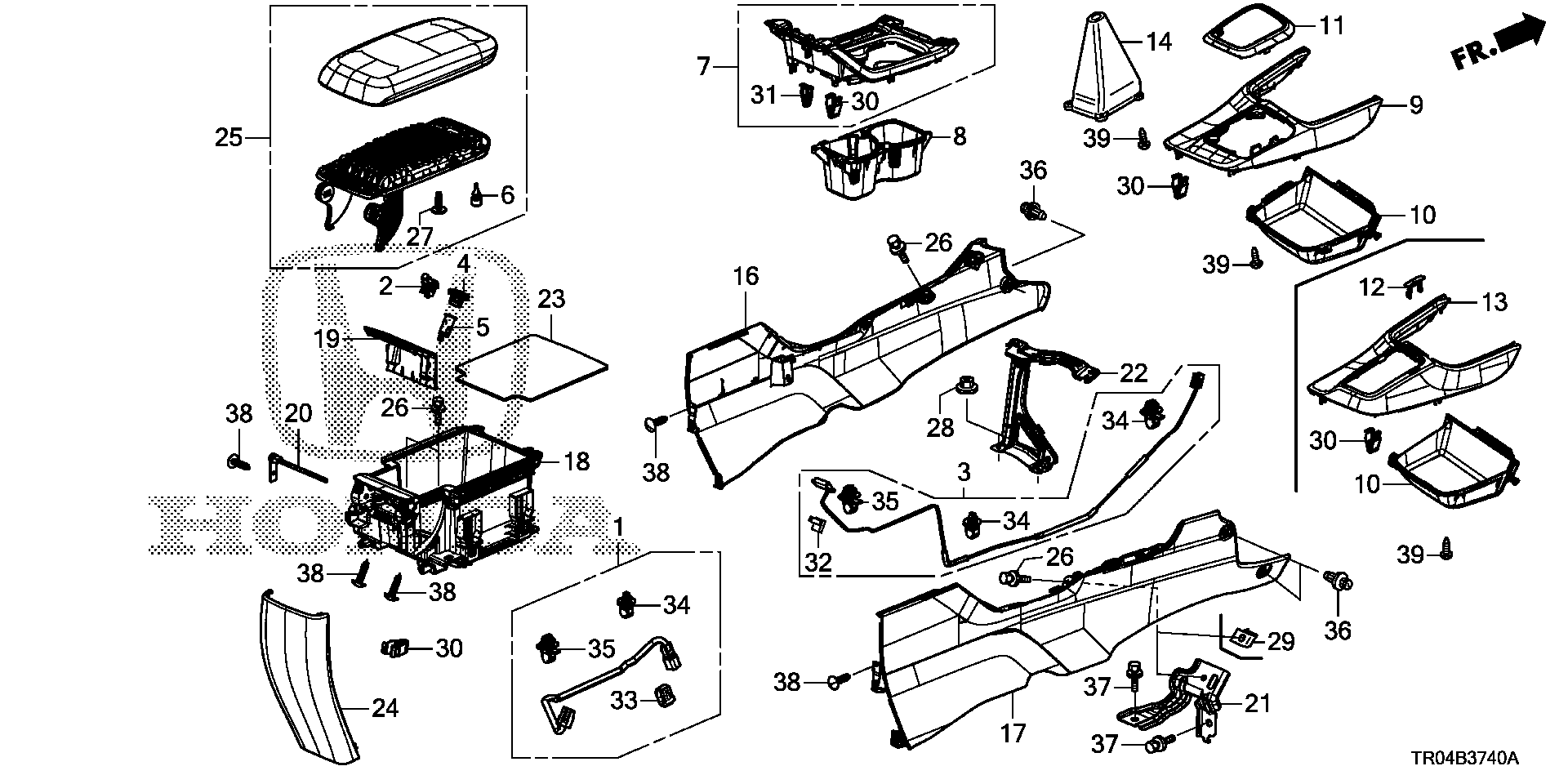 Diagram CONSOLE for your 1990 Honda Civic Hatchback   