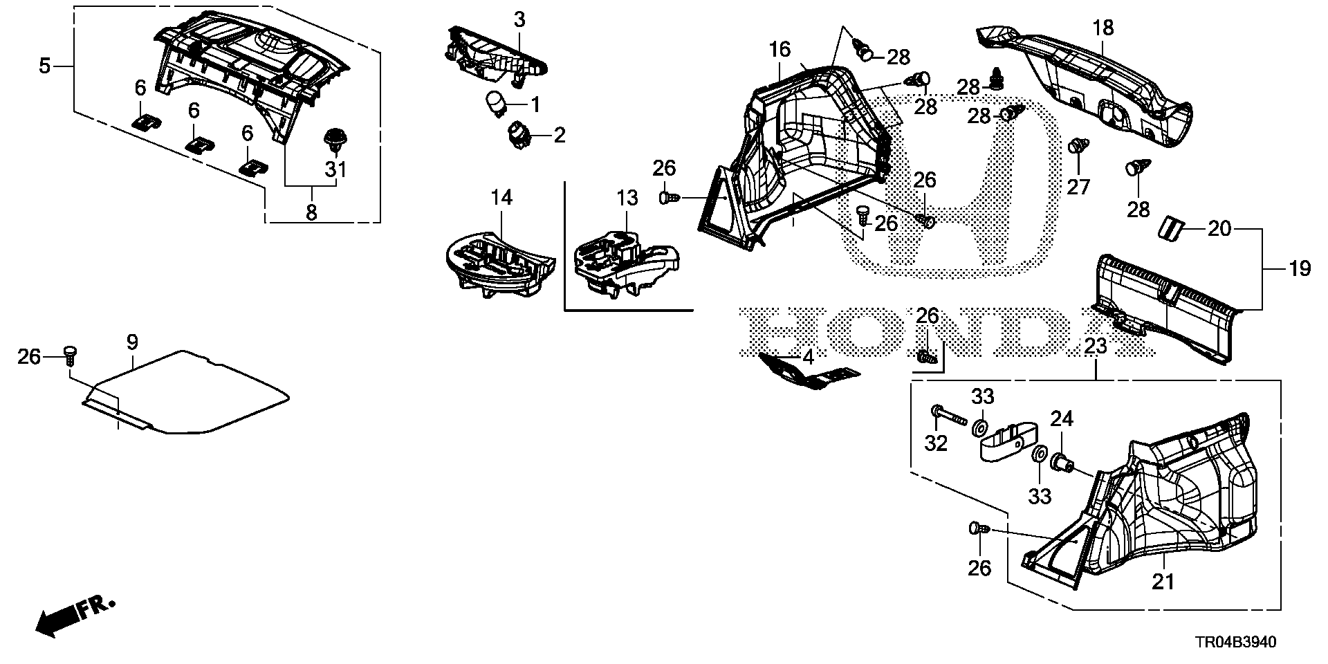 Diagram REAR TRAY@TRUNK LINING for your Honda Civic  