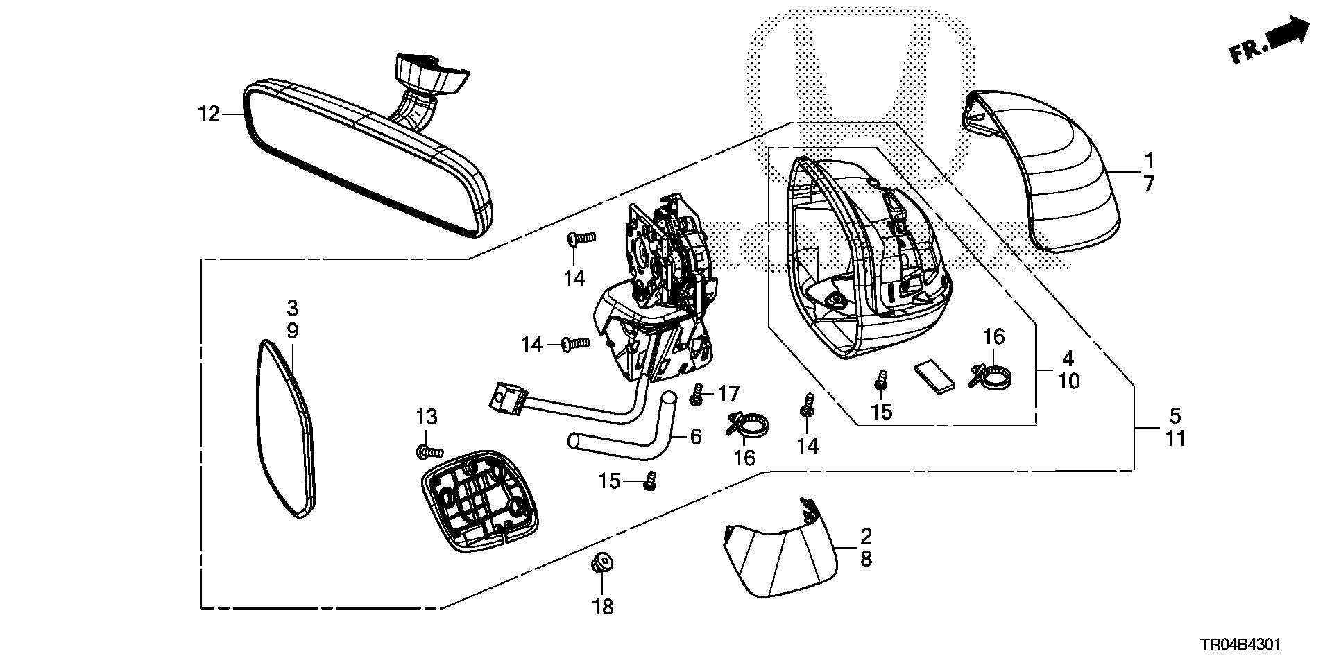 Diagram MIRROR (2) for your 1996 Honda Civic Hatchback   