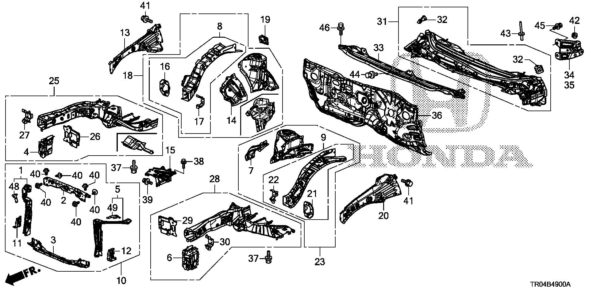 Diagram FRONT BULKHEAD@DASHBOARD for your 2023 Honda Ridgeline   