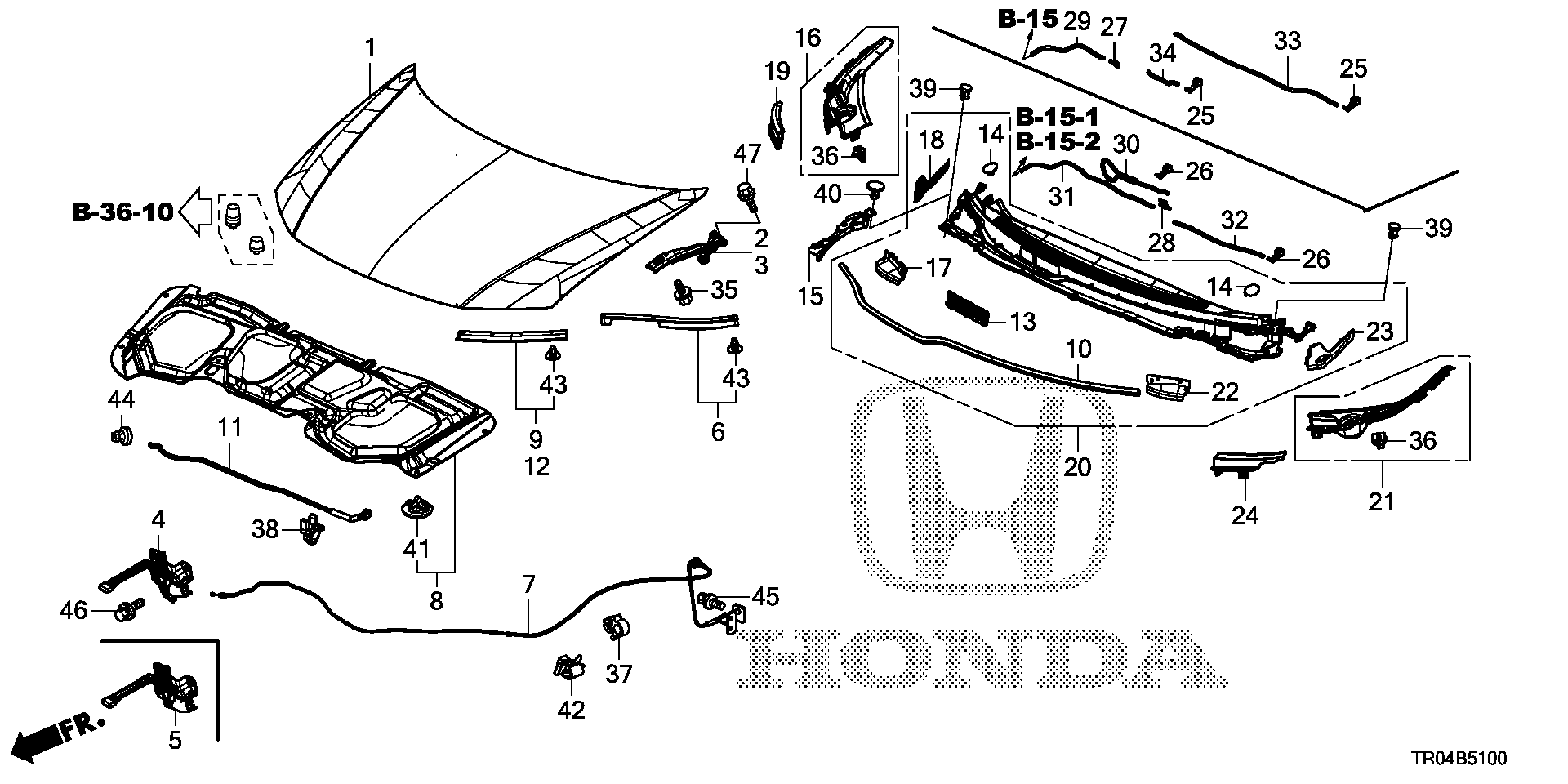 Diagram ENGINE HOOD for your 2013 Honda Accord Coupe   