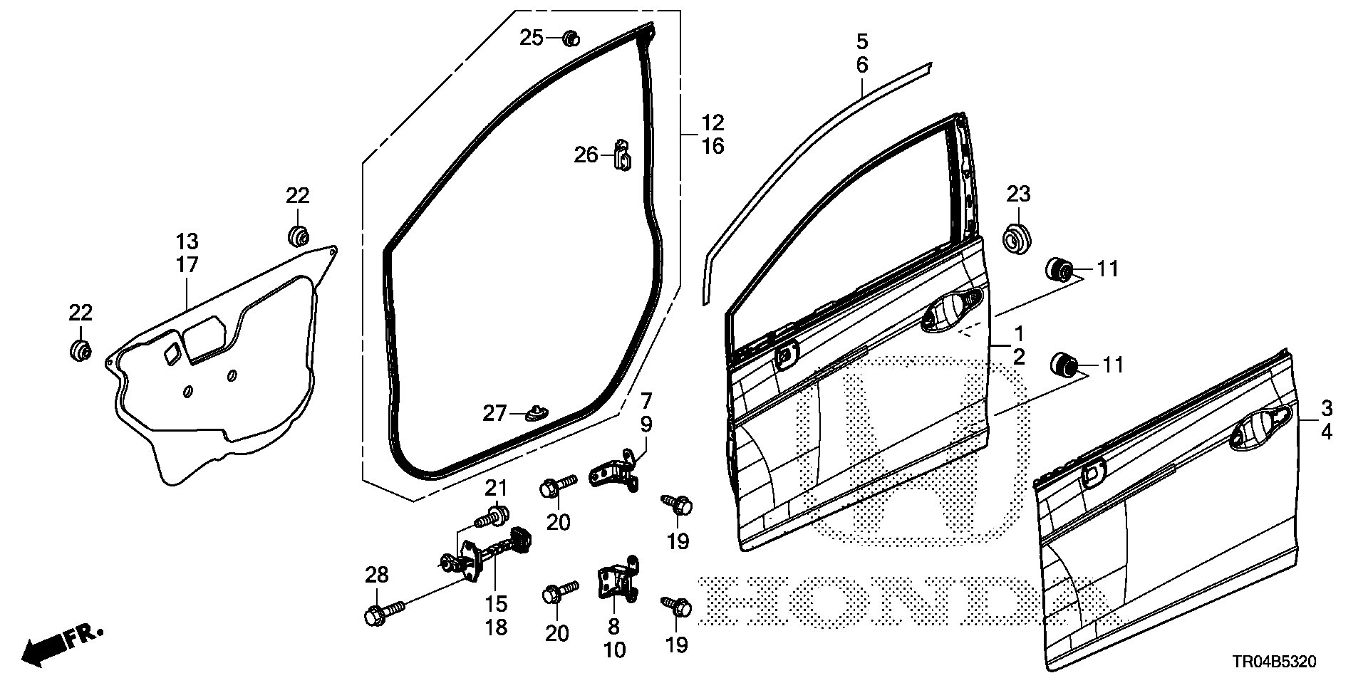 Diagram FRONT DOOR PANELS for your Honda Civic  