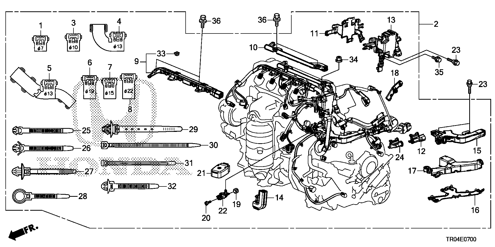 Diagram ENGINE WIRE HARNESS (1.8L) for your Honda Civic  