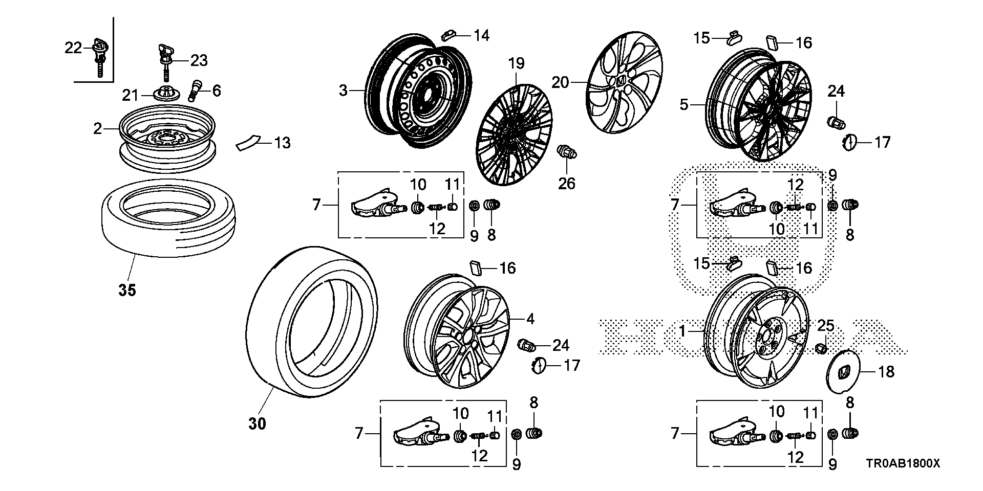 Diagram WHEEL DISK (KA/KL) for your 2001 Honda Accord   