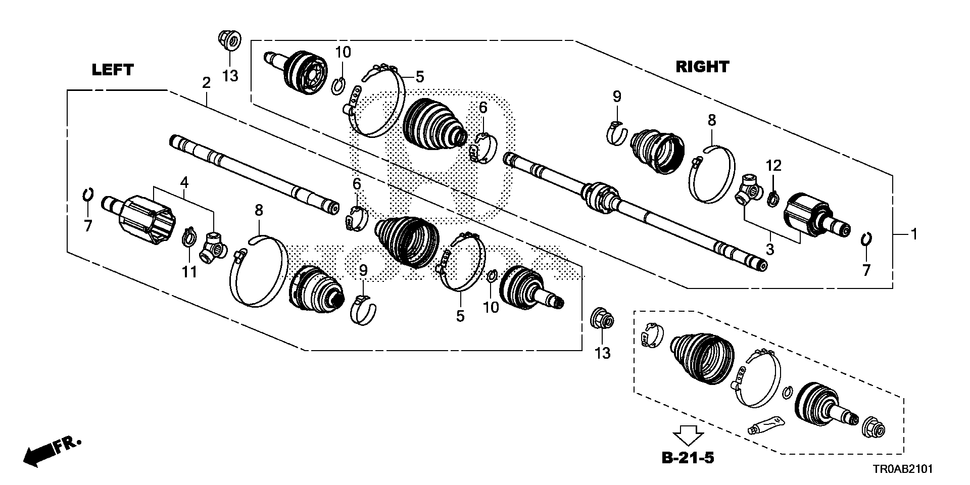 Diagram DRIVESHAFT (AT) for your 2012 Honda Pilot   