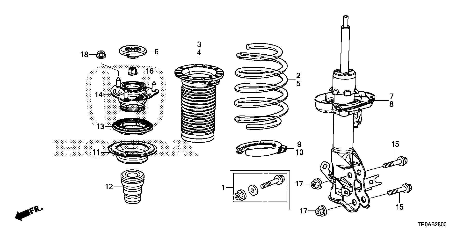 Diagram FRONT SHOCK ABSORBER (1.8L) for your 2025 Honda Accord   