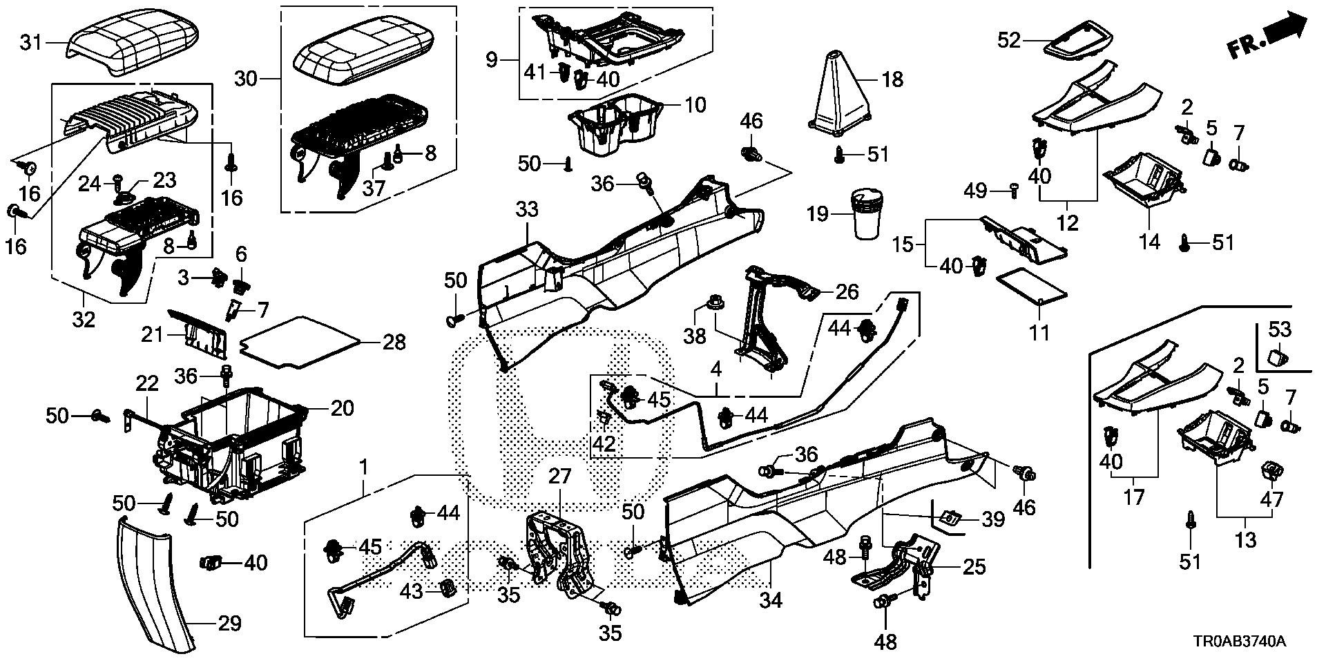 Diagram CONSOLE for your 1990 Honda Civic Hatchback   