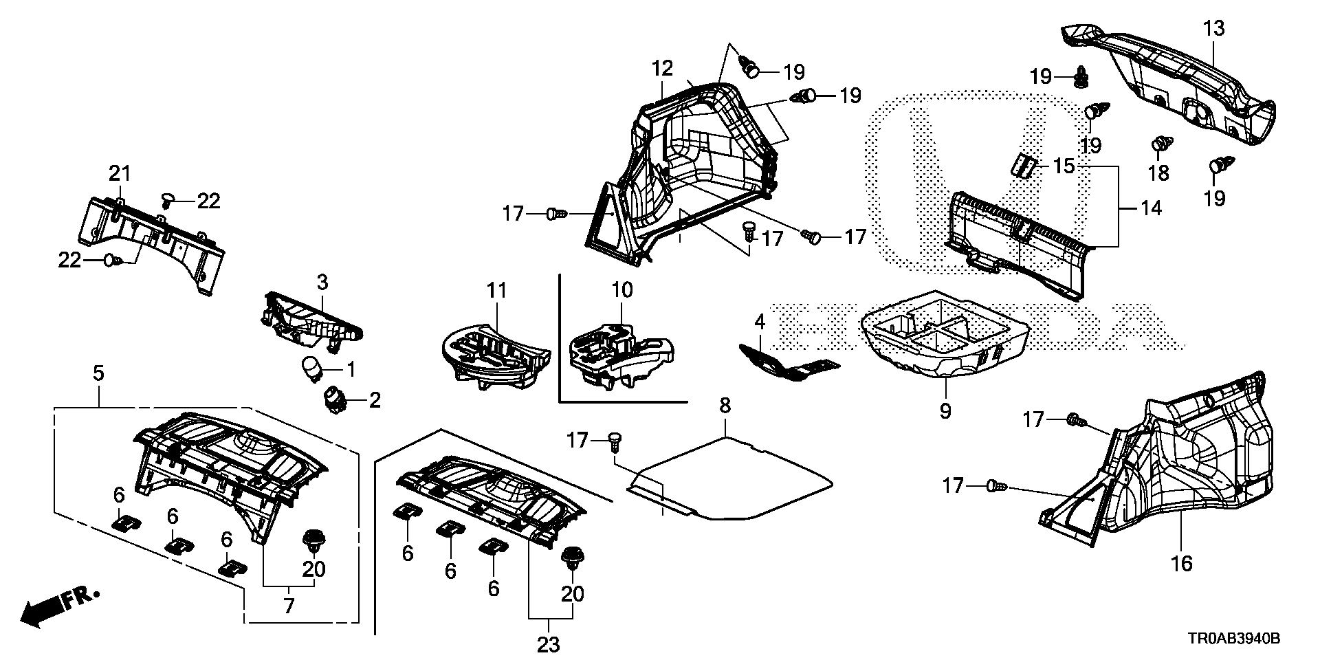 Diagram REAR TRAY@TRUNK LINING for your Honda Civic  