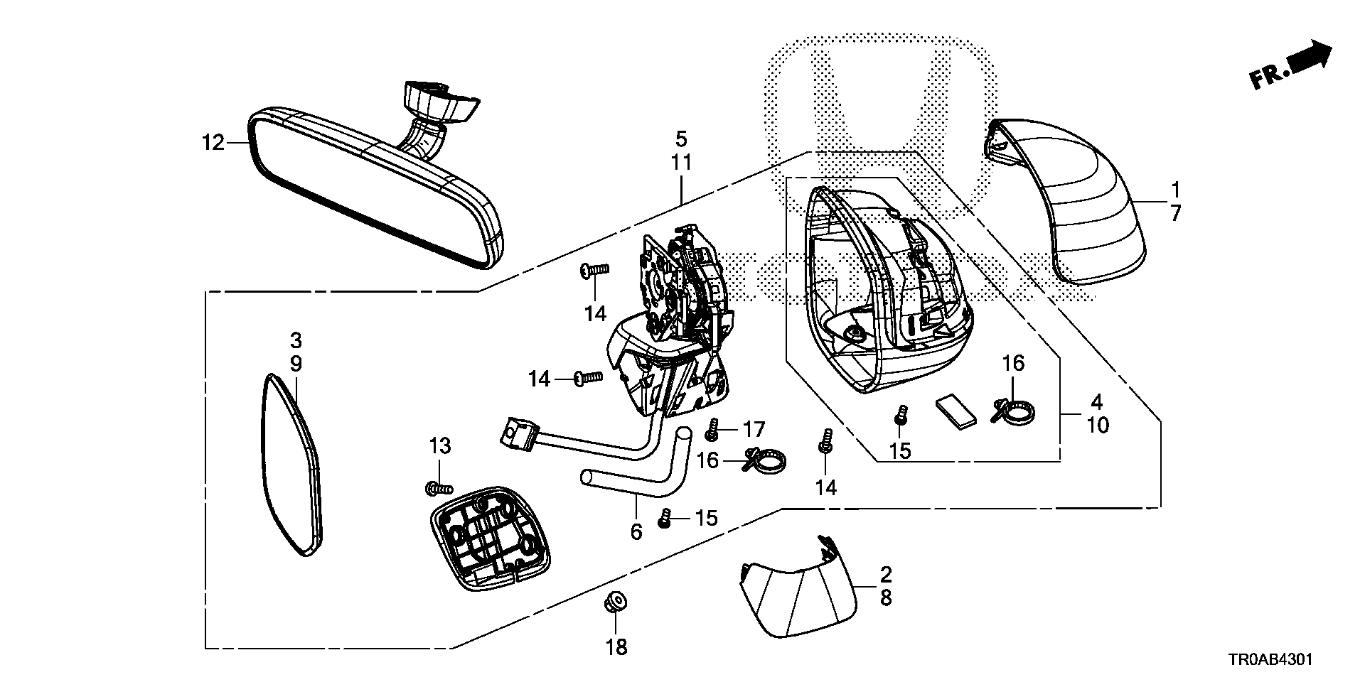 Diagram MIRROR (2) for your 1990 Honda Civic Hatchback   