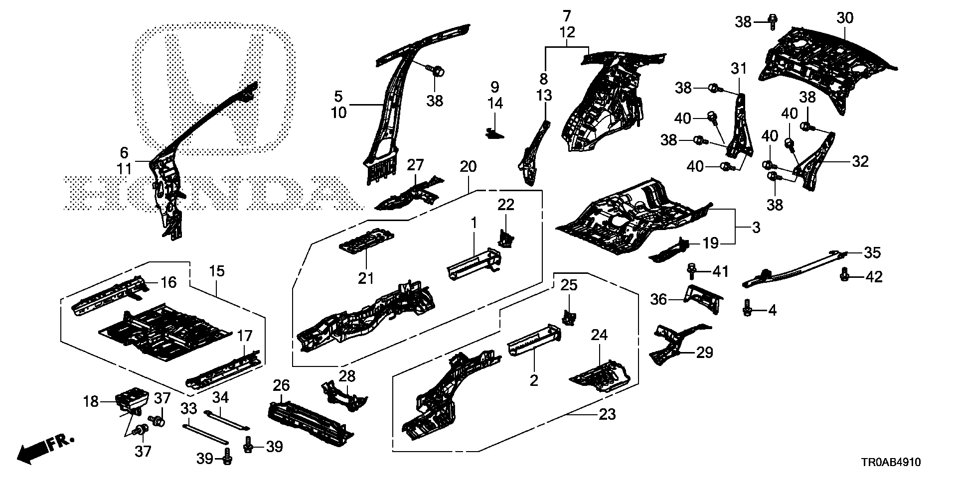 Diagram FLOOR@INNER PANEL for your 2003 Honda Pilot   