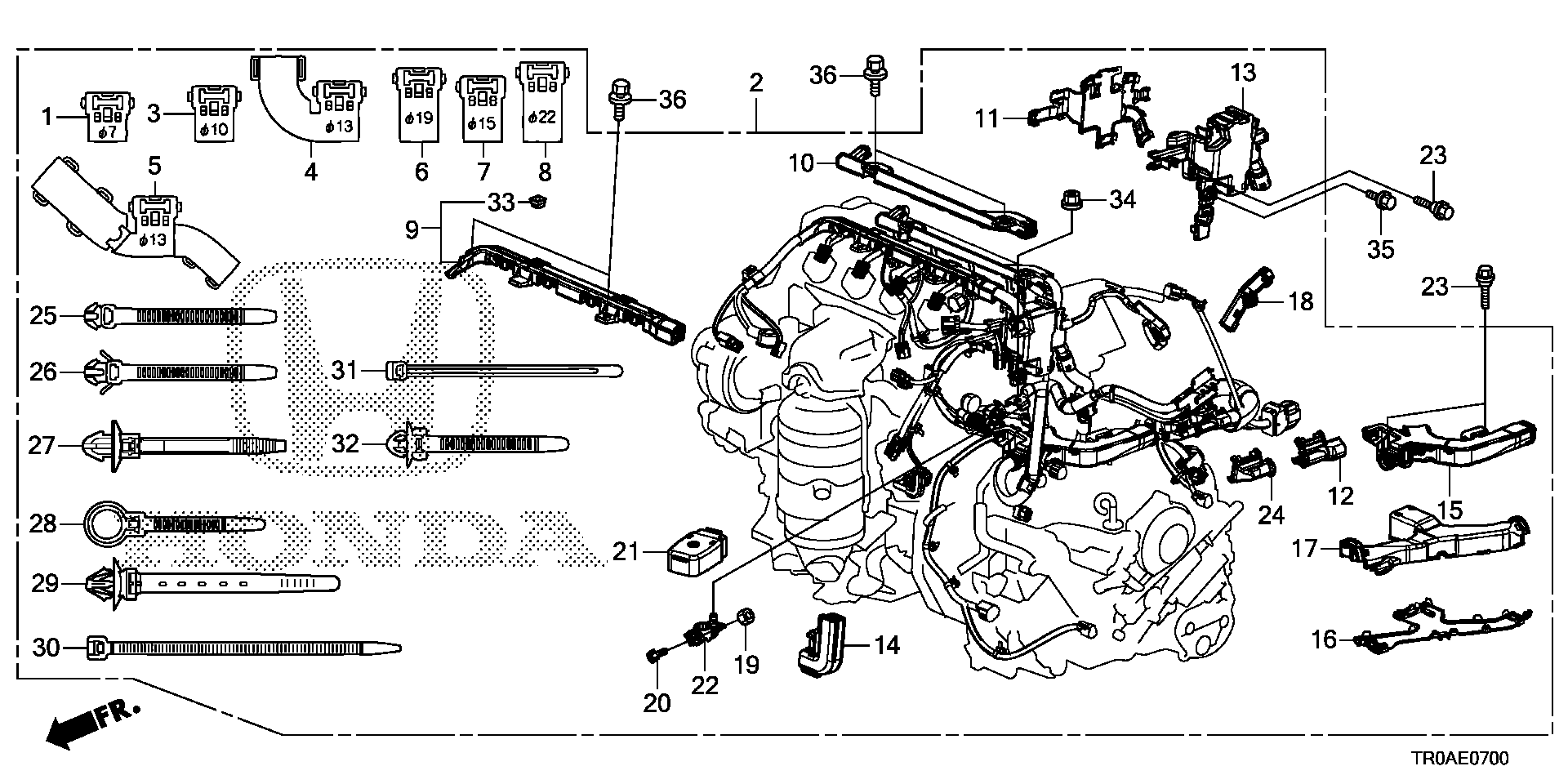 Diagram ENGINE WIRE HARNESS (1.8L) for your Honda Civic  