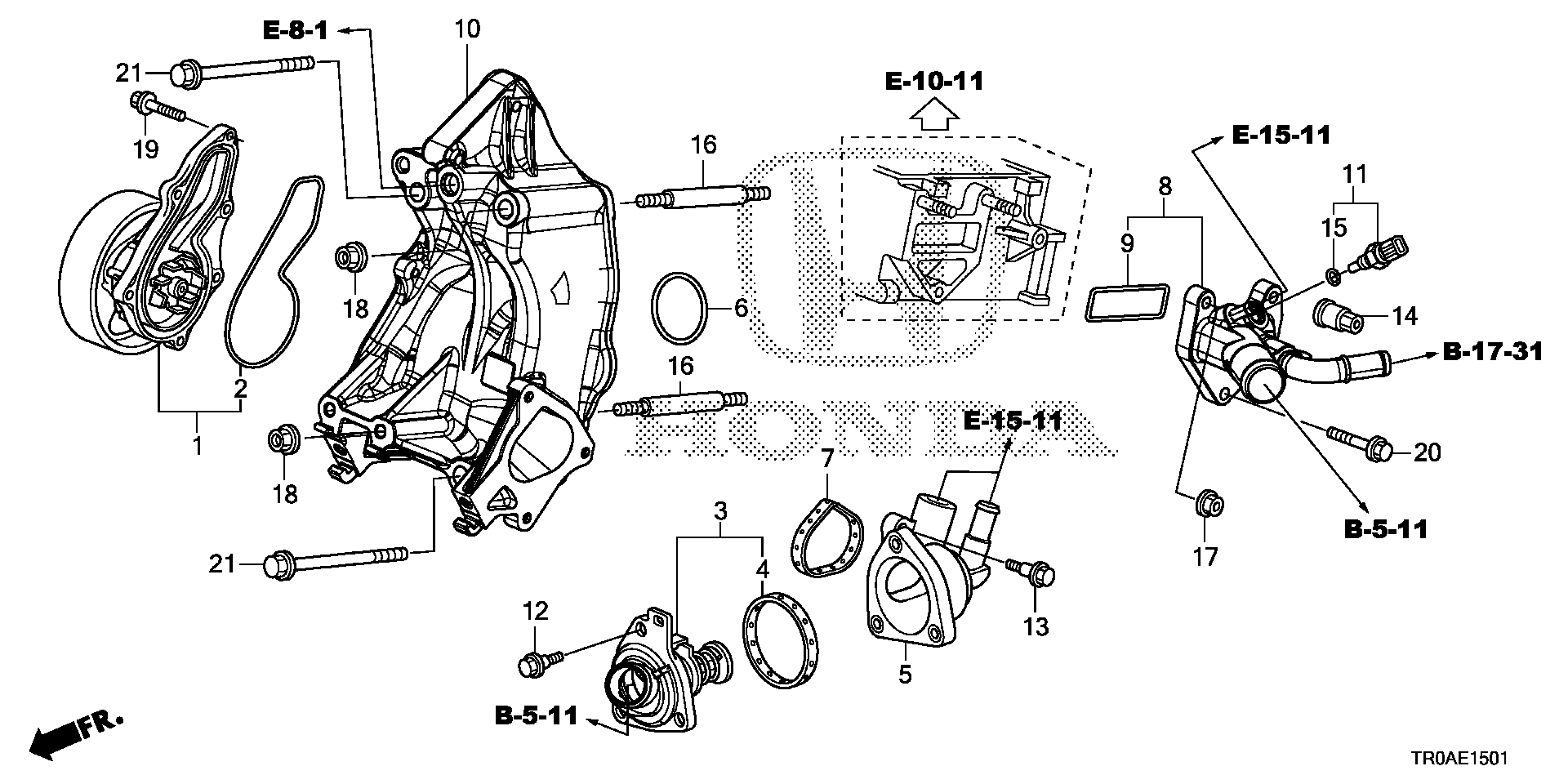 Diagram WATER PUMP (2.4L) for your 1993 Honda Accord   