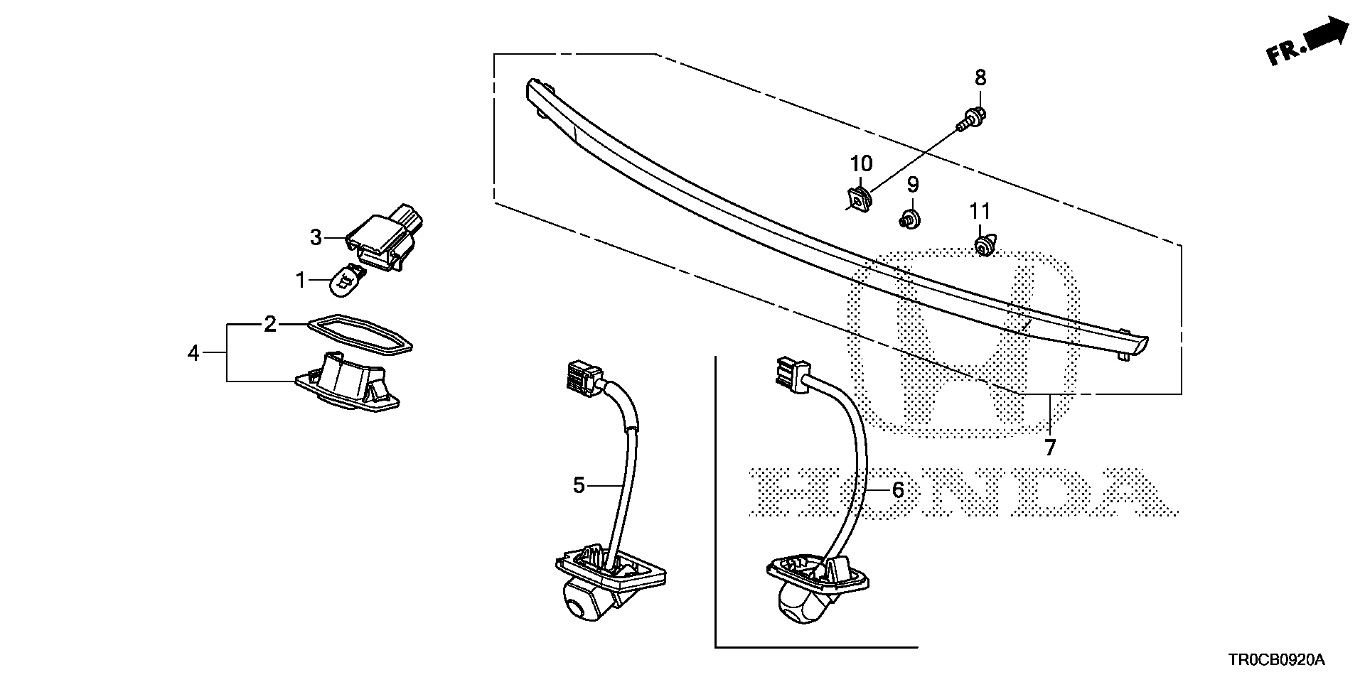 Diagram LICENSE LIGHT@REAR CAMERA for your 2016 Honda Accord   