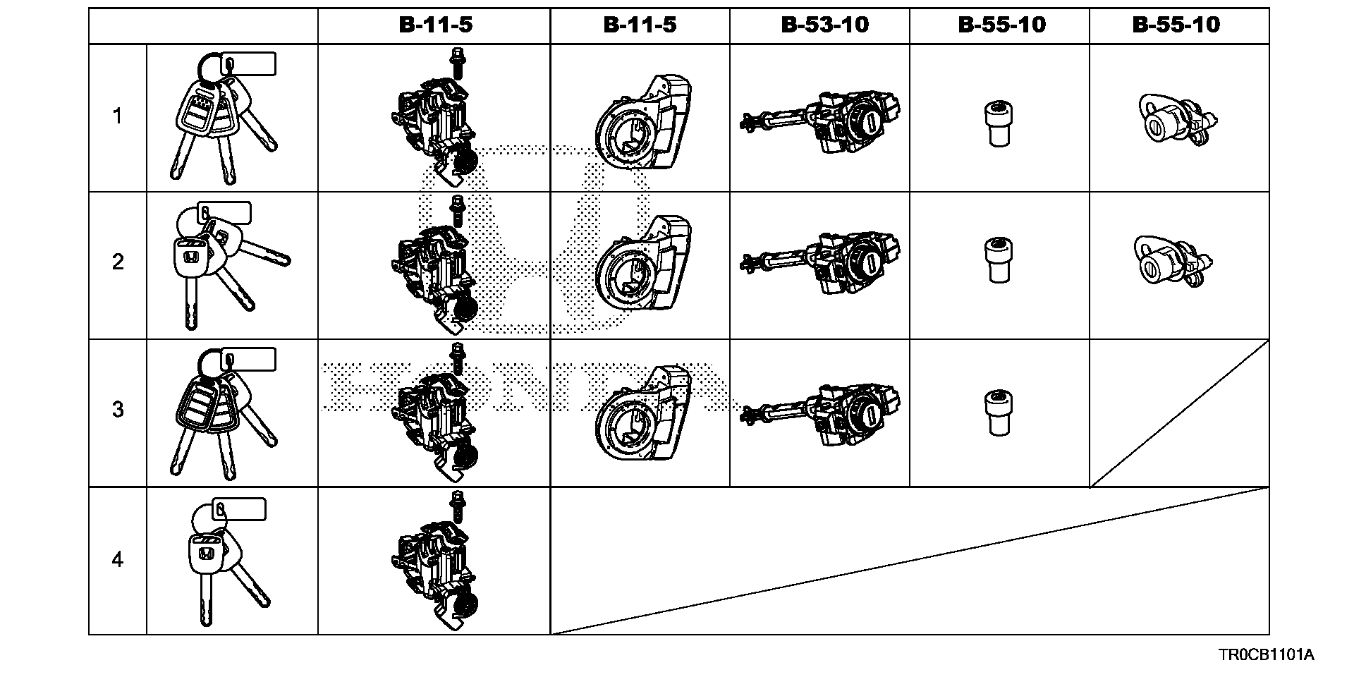 Diagram KEY CYLINDER SET for your 2020 Honda Accord   