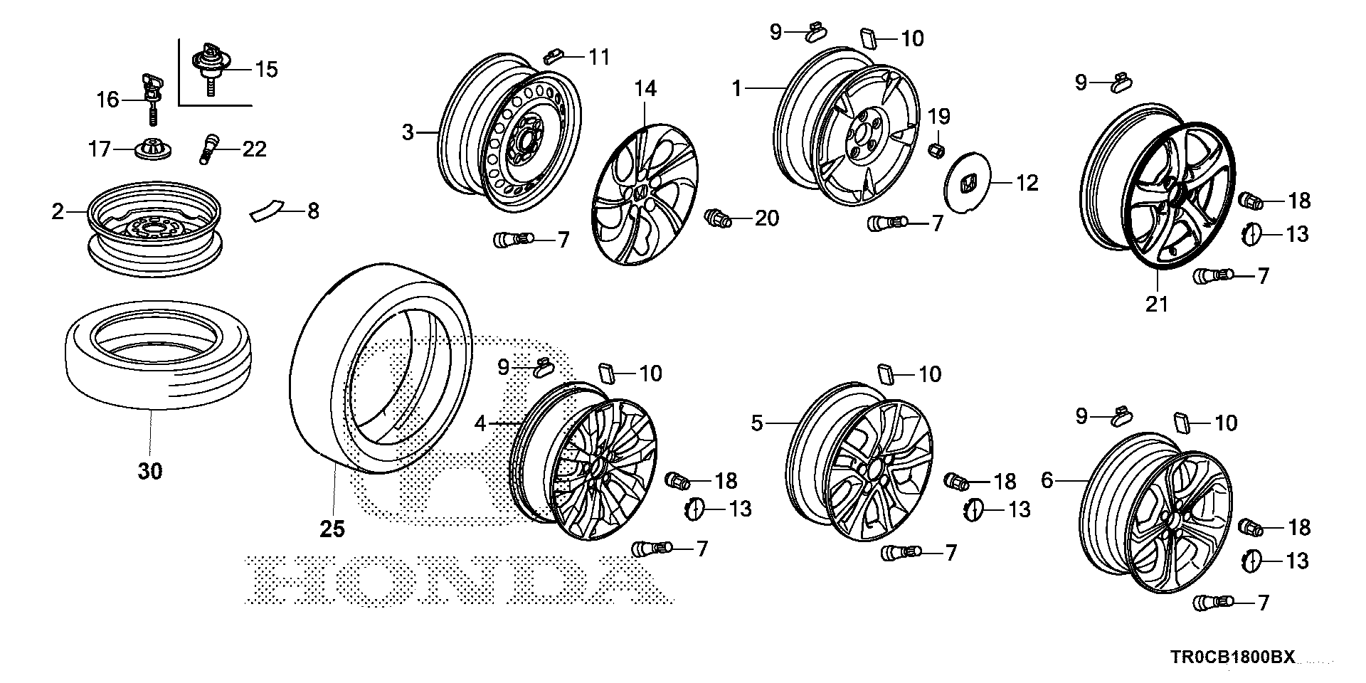 Diagram WHEEL DISK (KA/KL) for your 2001 Honda Accord   