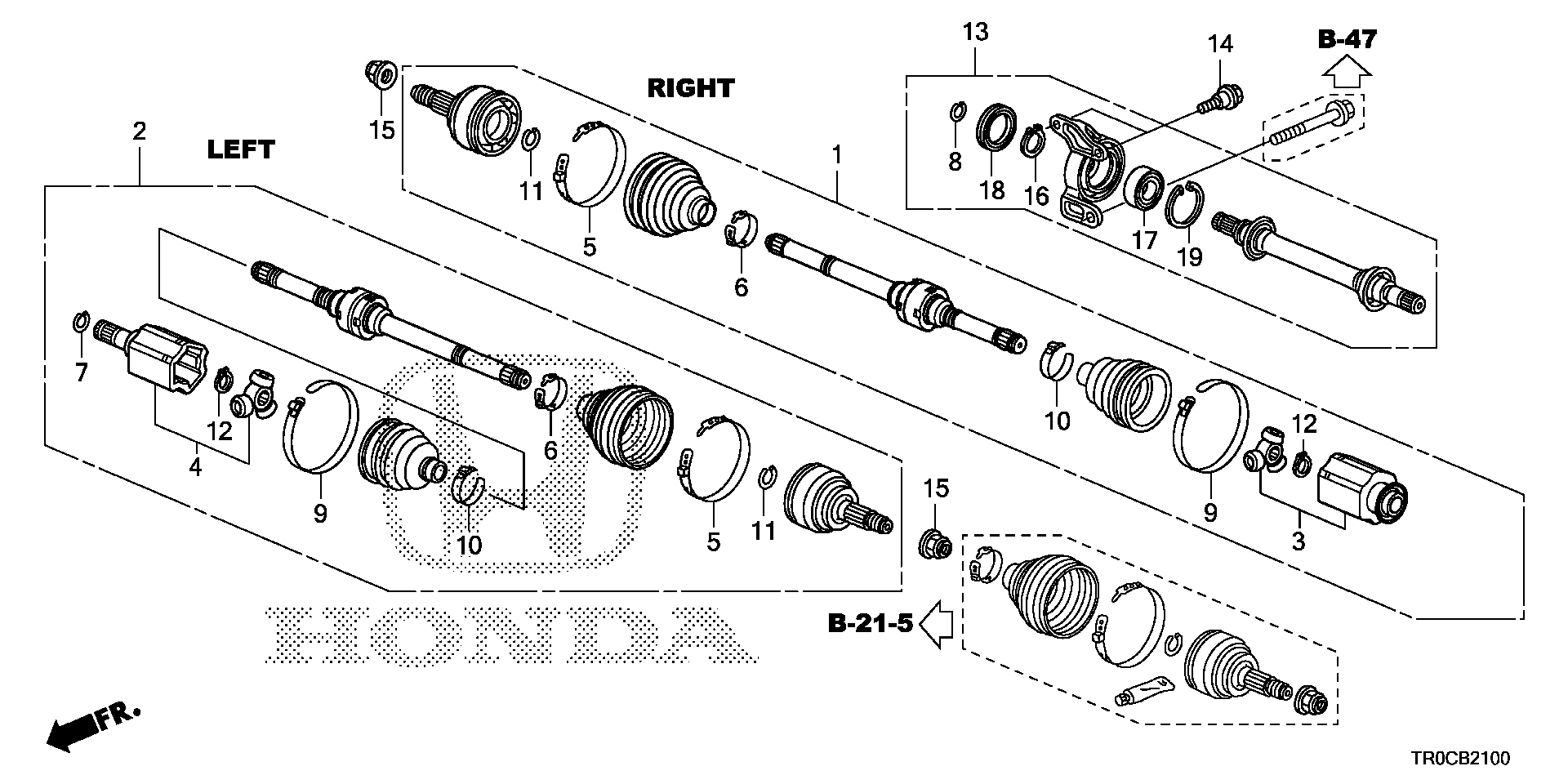 Diagram DRIVESHAFT@HALF SHAFT (1.8L) (MT) for your 2008 Honda Pilot   