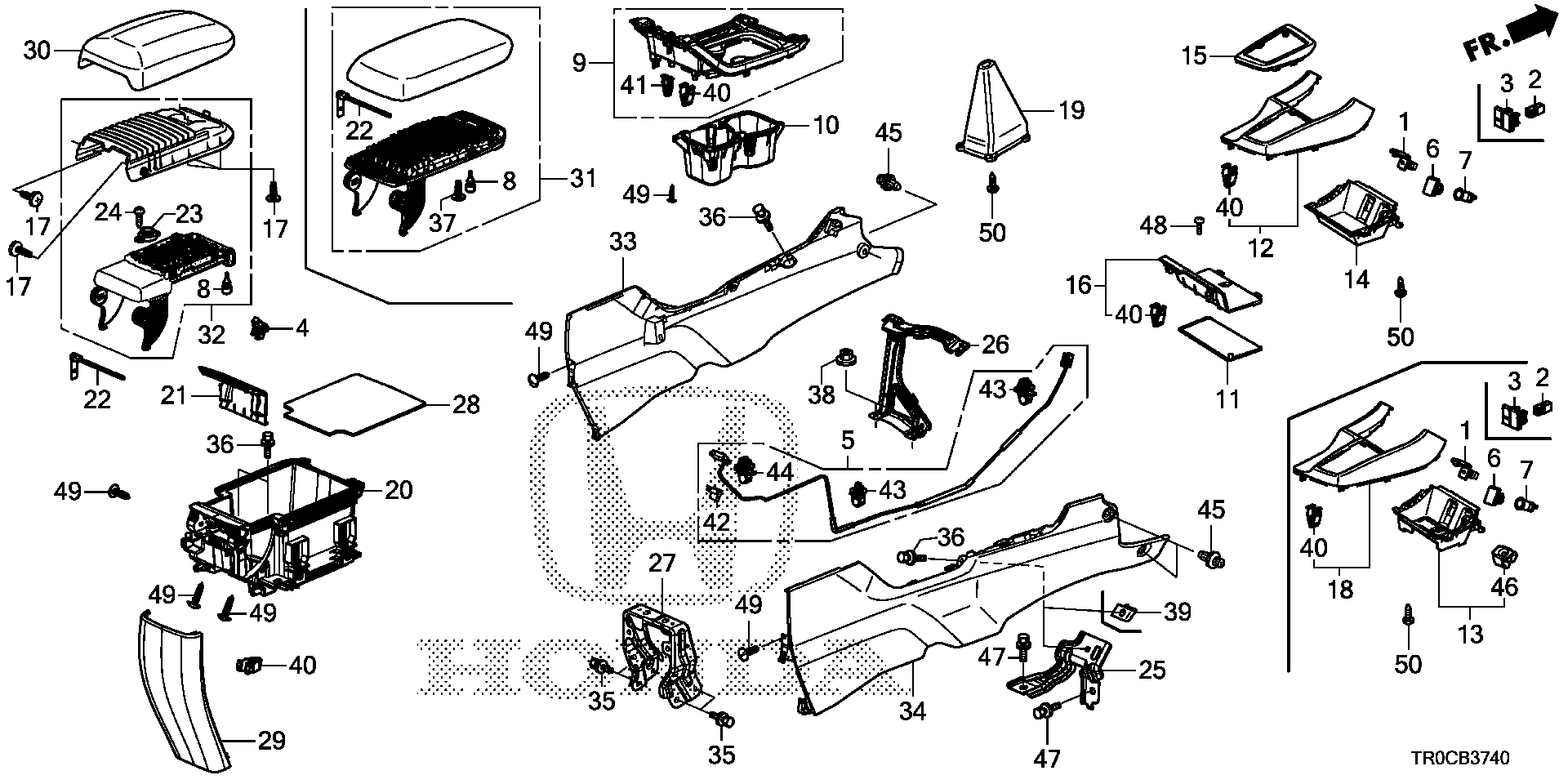 Diagram CONSOLE for your 1990 Honda Civic Hatchback   