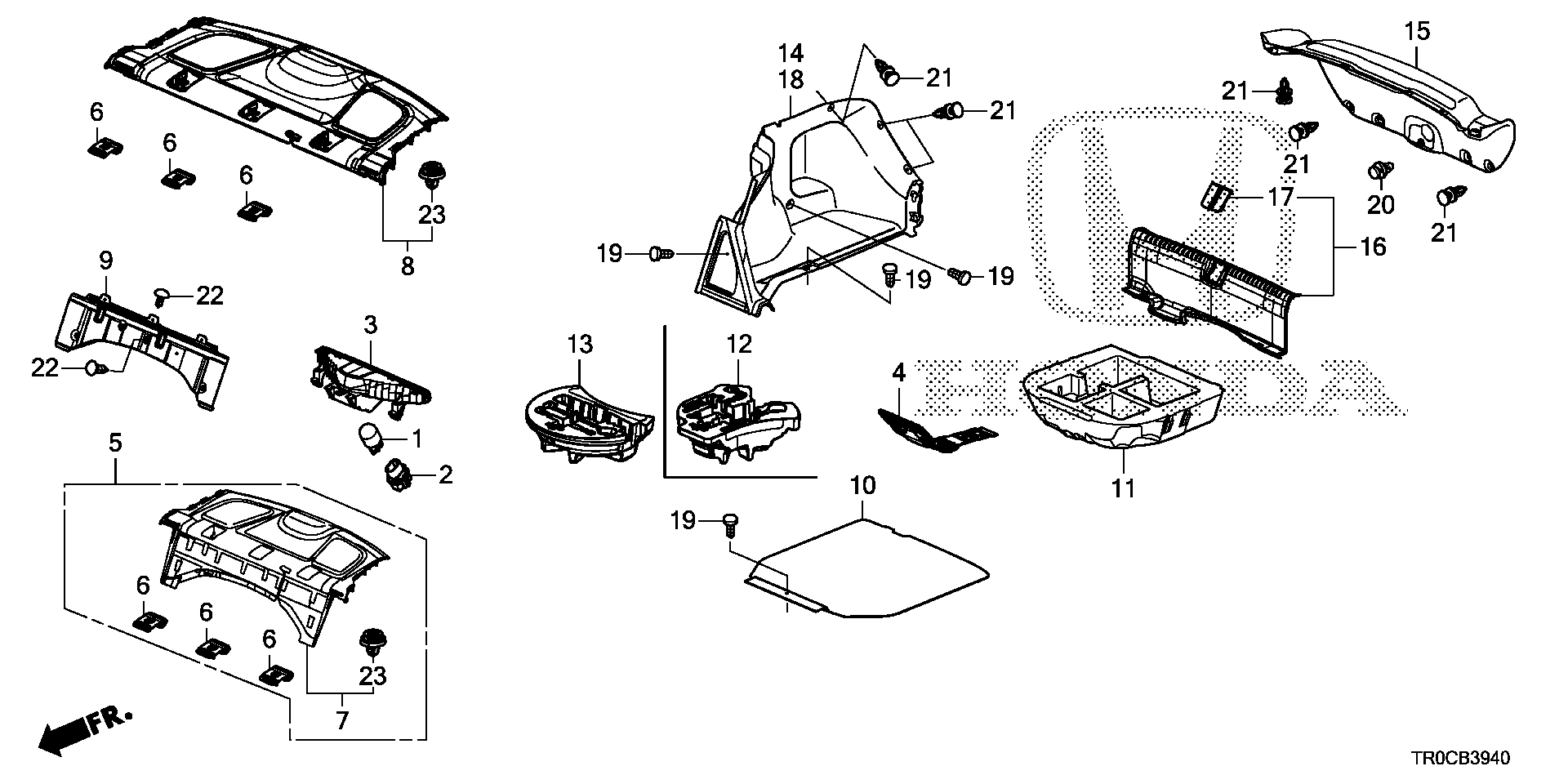 Diagram REAR TRAY@TRUNK LINING for your Honda Civic  