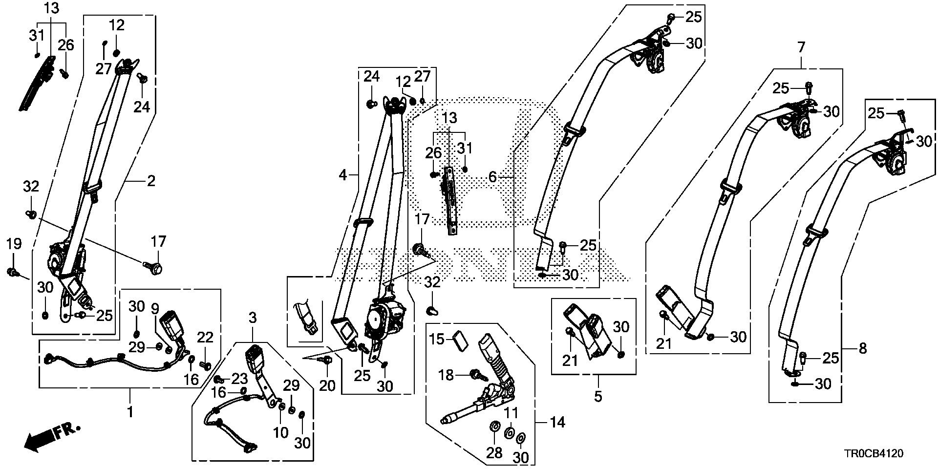 Diagram SEAT BELTS for your 2021 Honda Civic   